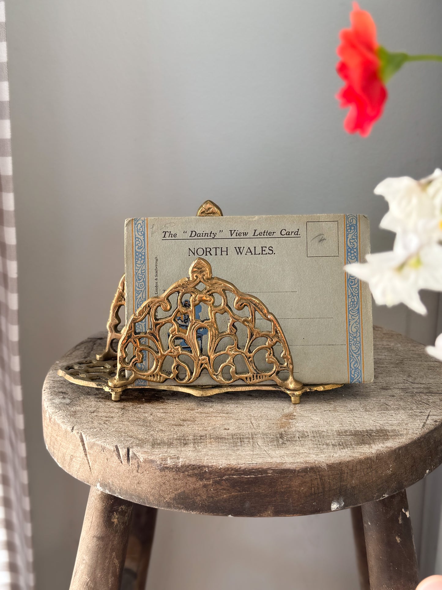 Vintage Solid Brass Letter Rack