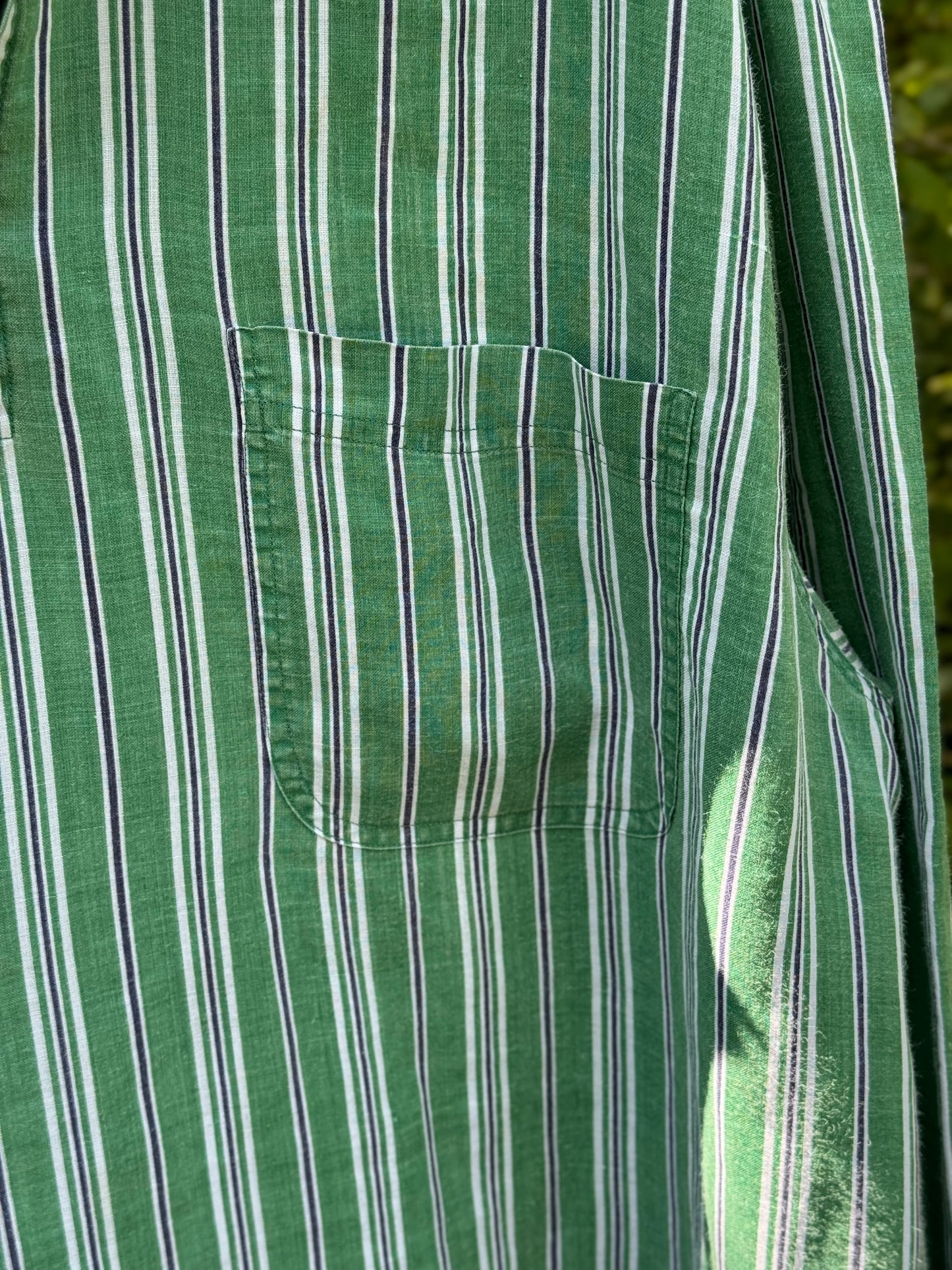 Vintage McNeal Green Striped Linen Tunic (Size XXL)