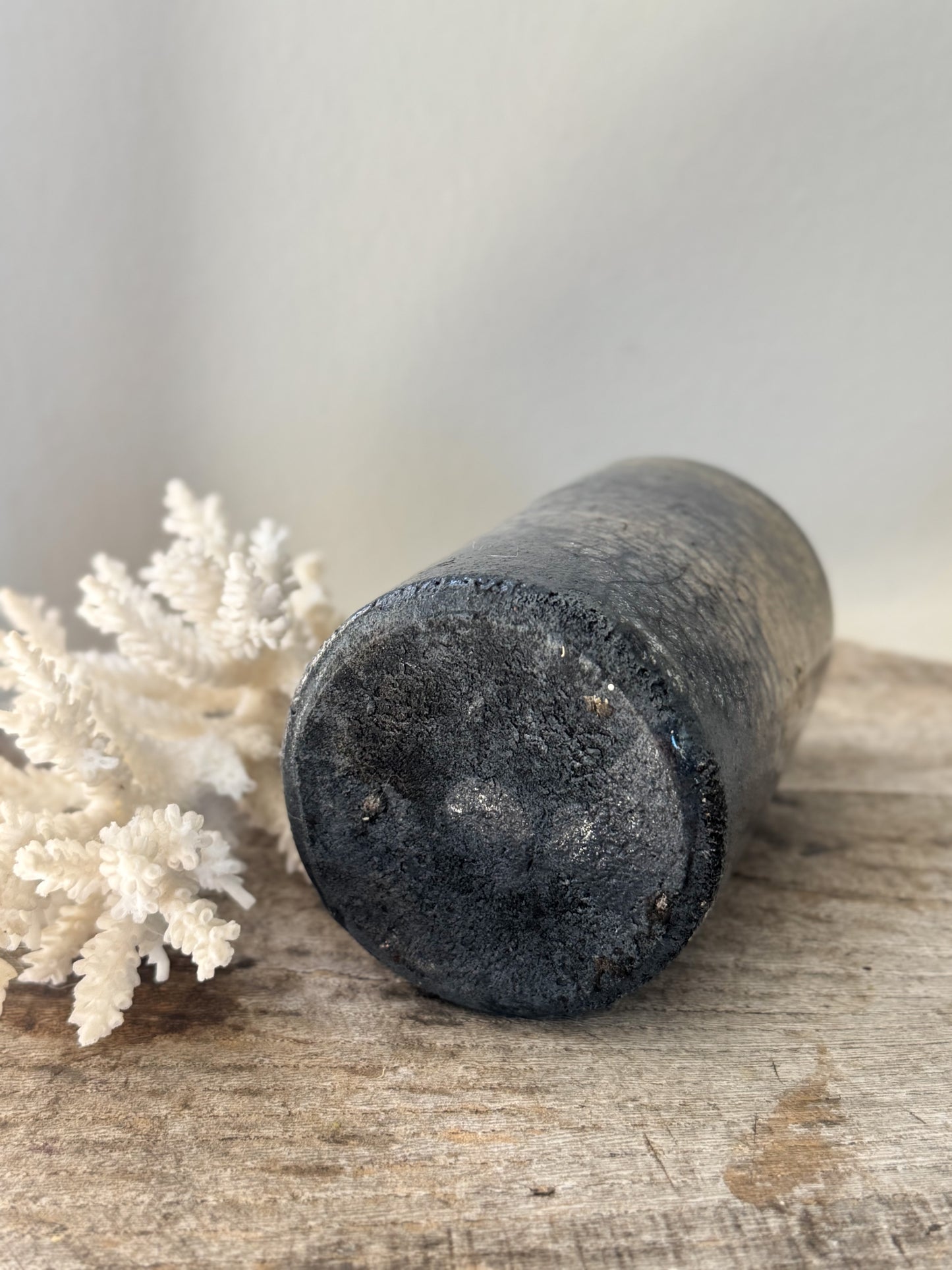 Antique Victorian Stoneware Ink Bottle - Fire-Kissed Ink Bottle