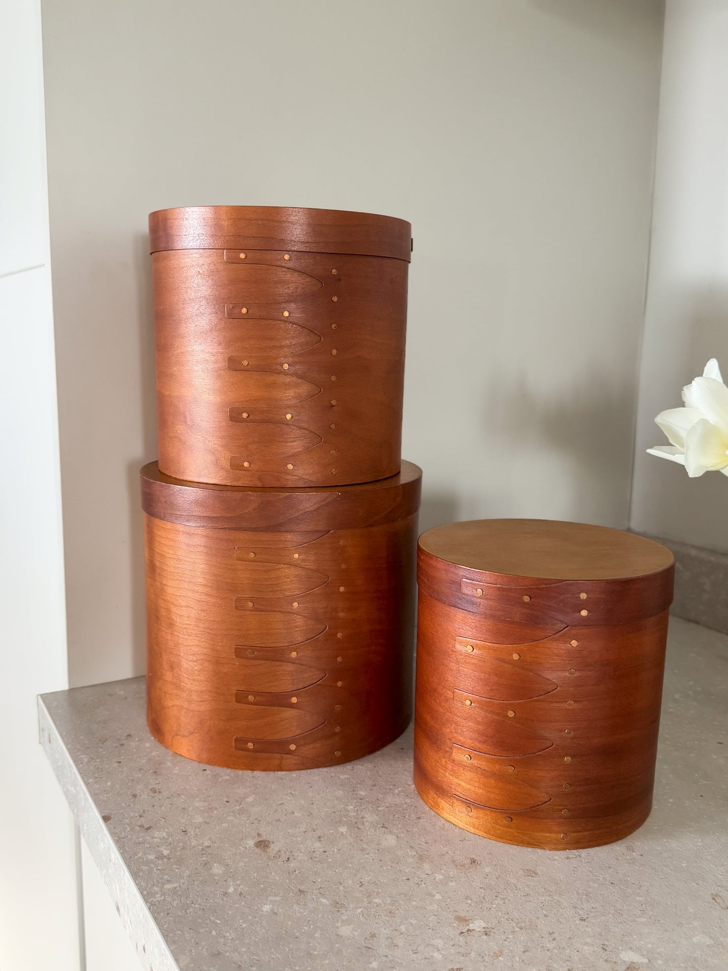 Vintage Handmade Bentwood Shaker Storage Boxes • Set of 3