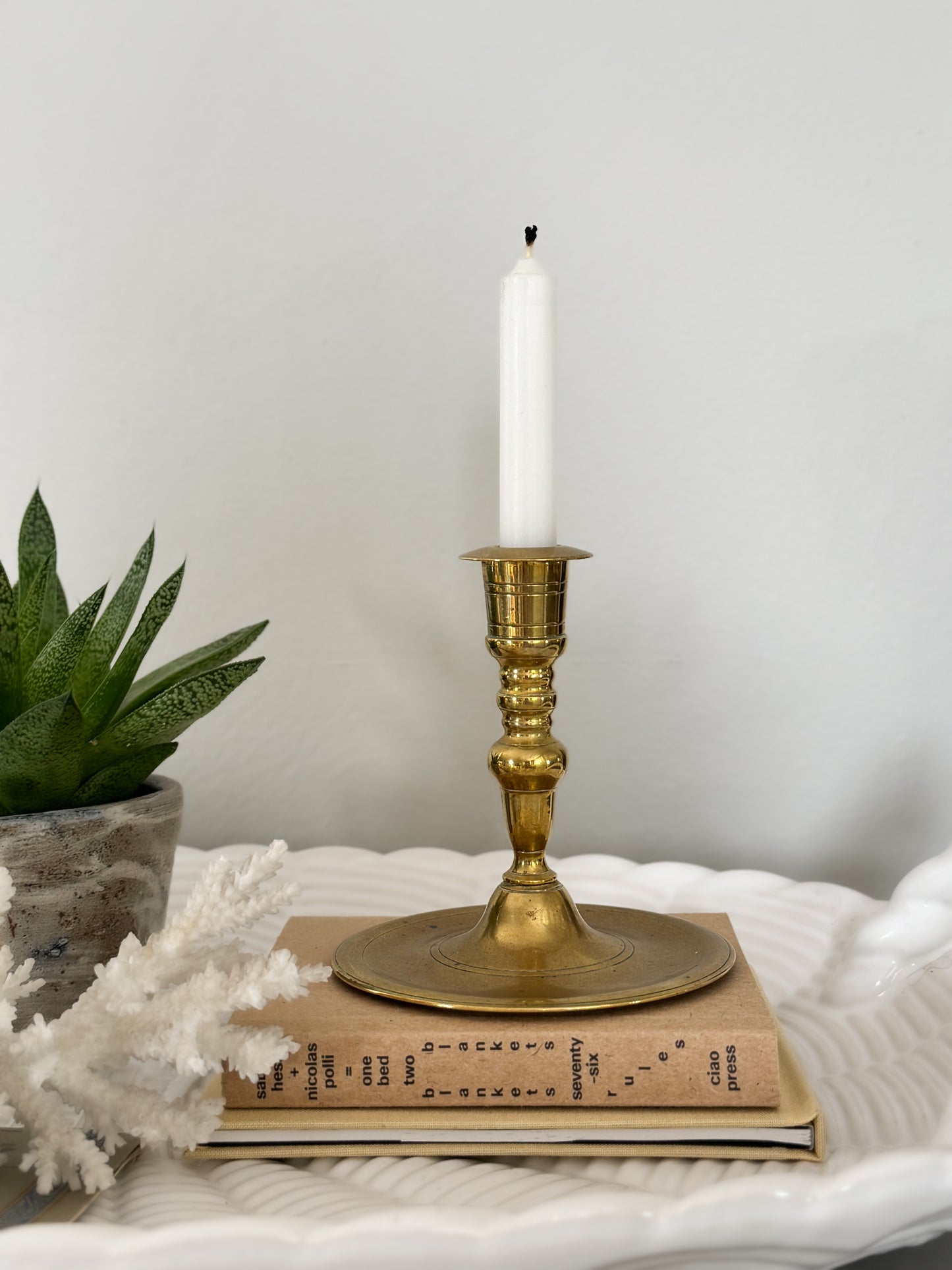 Antique Solid Brass Candlestick Holder