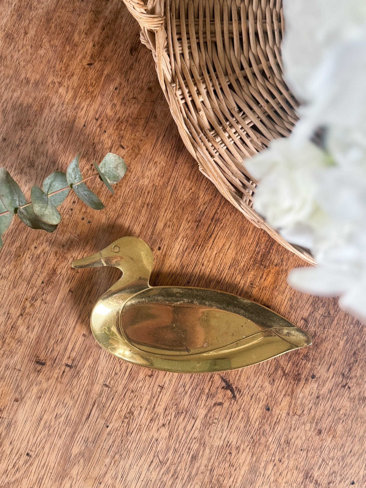 Vintage Brass Duck Shaped Trinket Dish