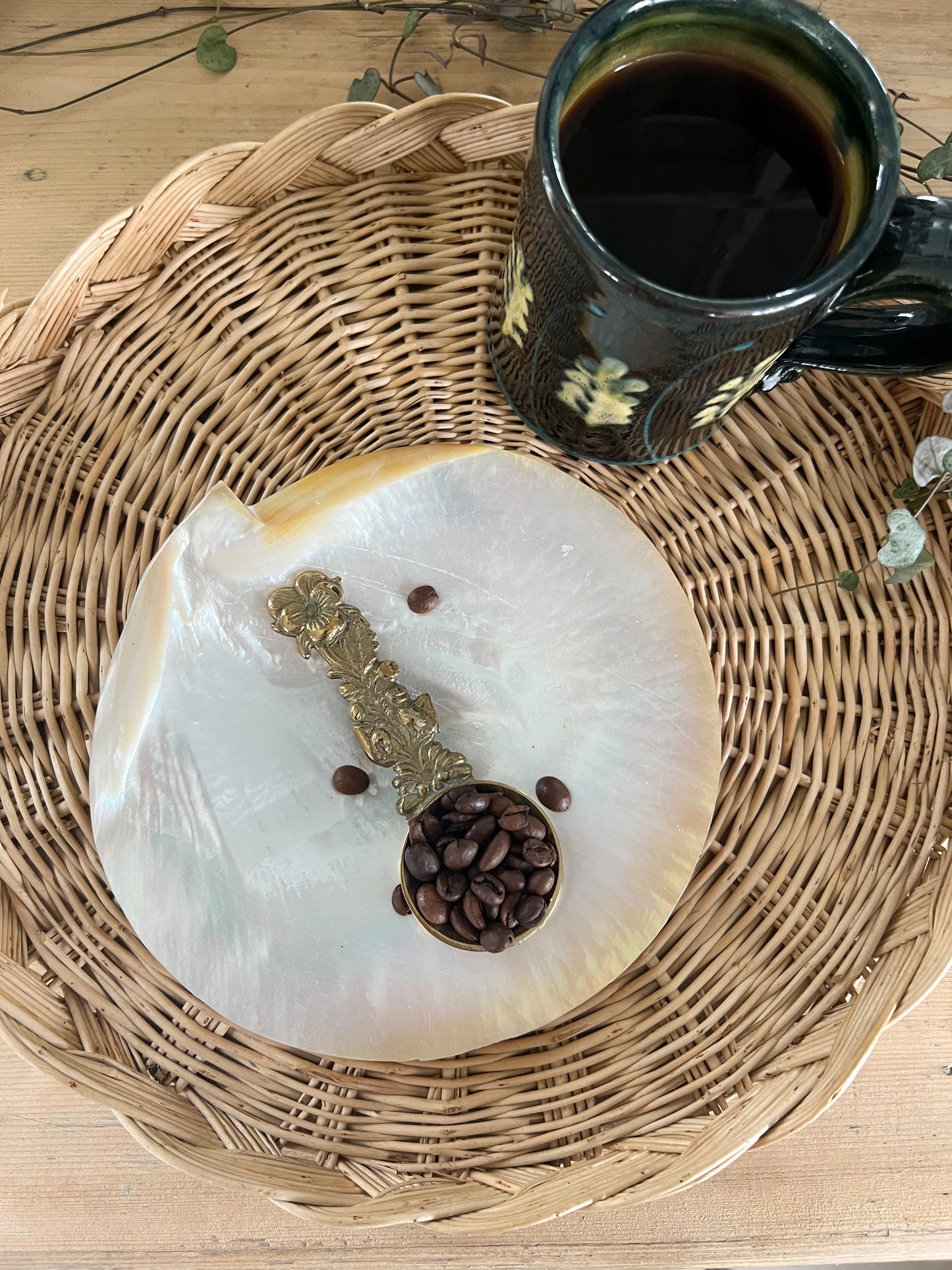 Vintage Solid Brass Floral Coffee/Tea Scoop