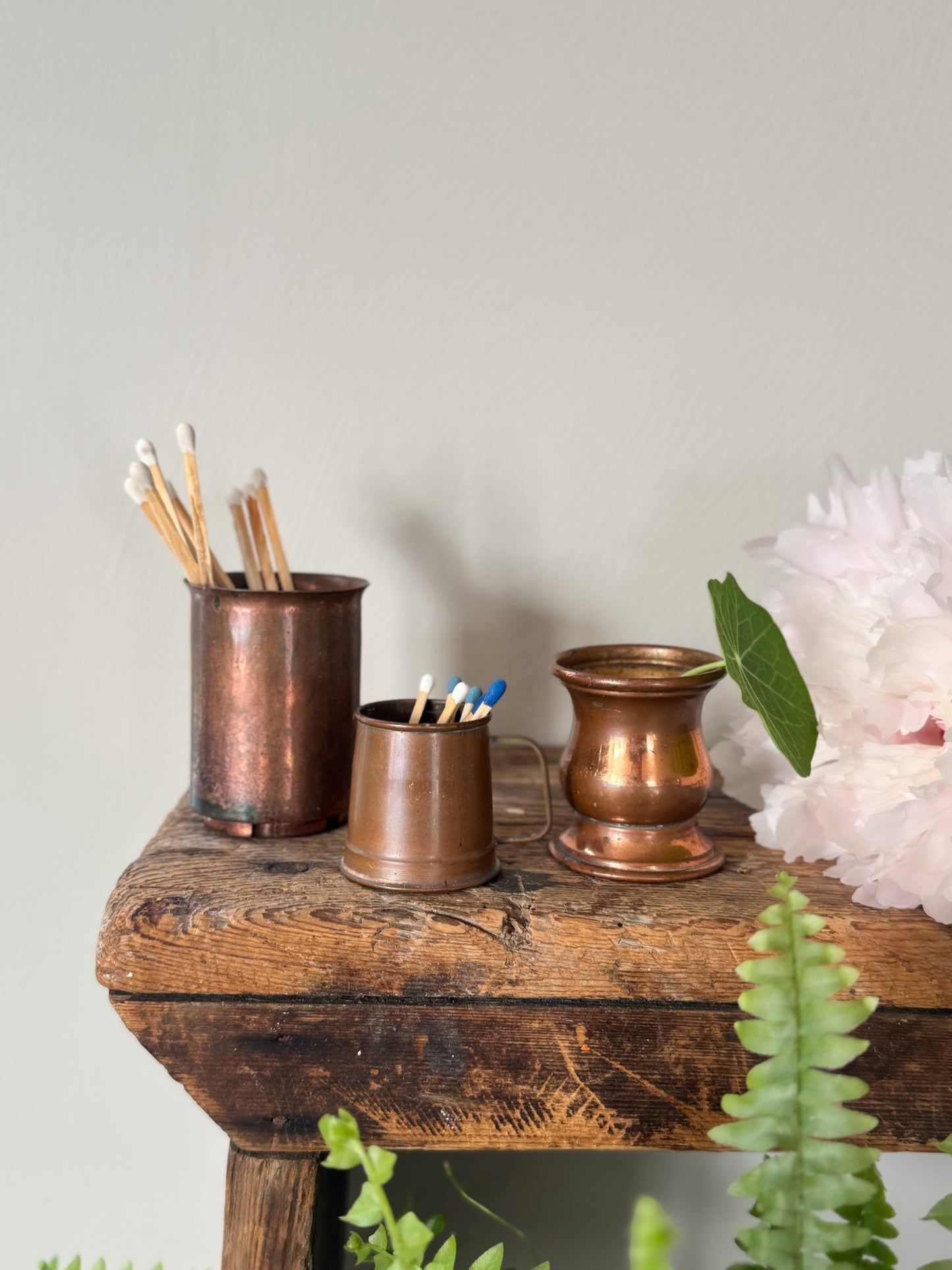 Trio of Vintage Miniature Copper Pots