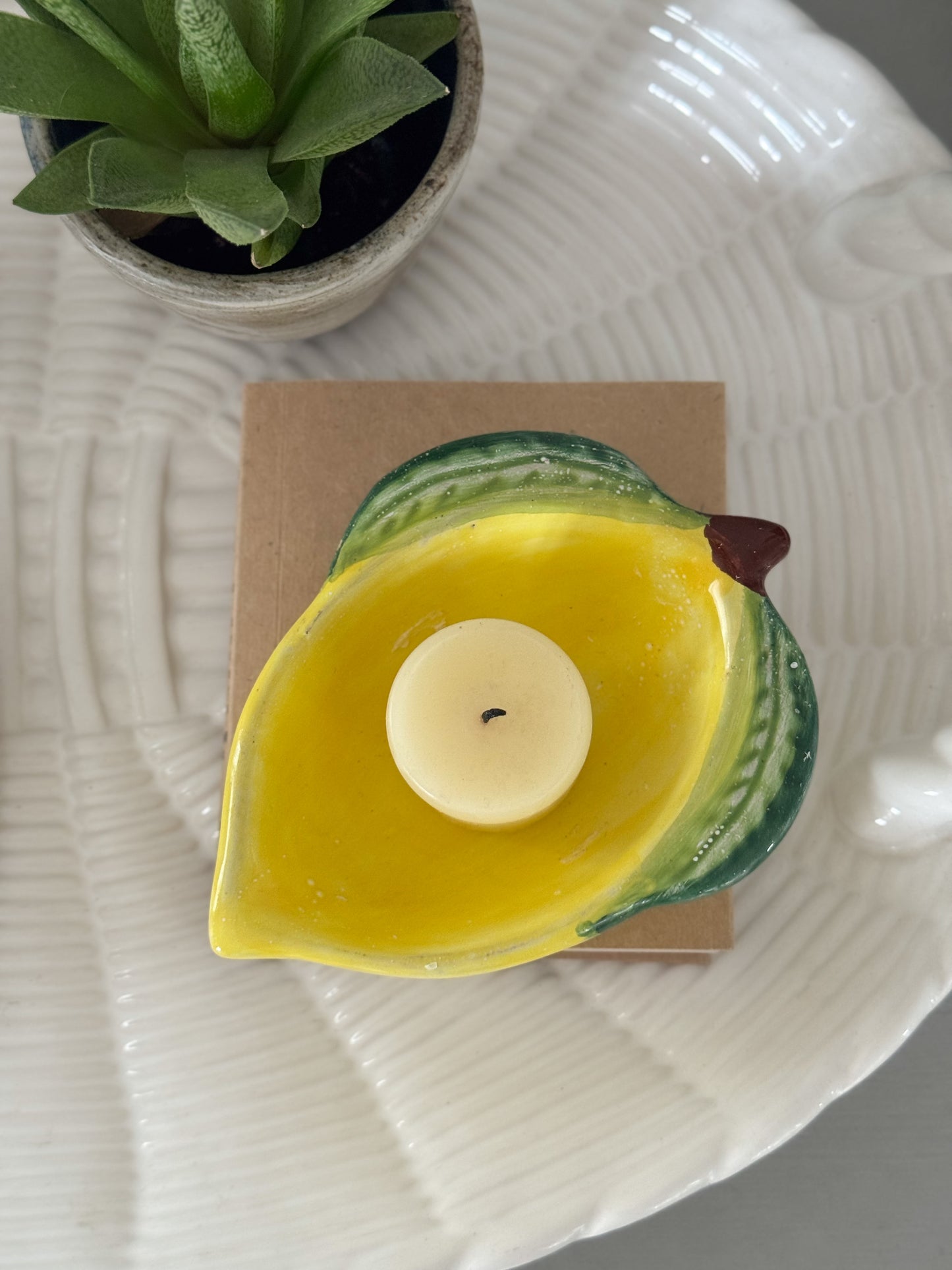 Vintage Handmade Lemon-Shaped Ceramic Dish