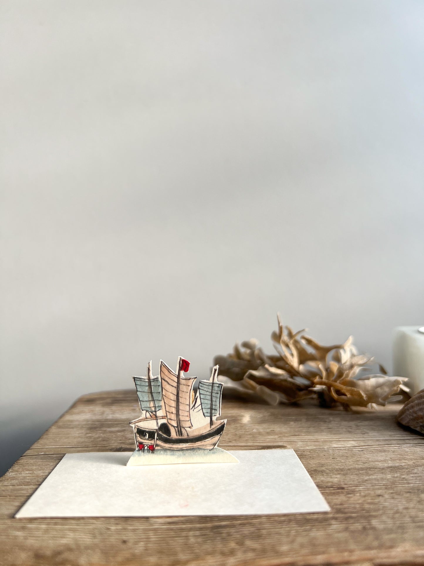 Vintage 1940s Hand-Painted Watercolour Miniature Paper Ships