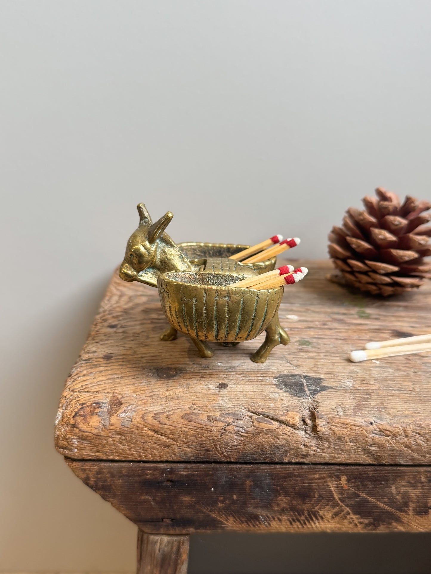 Antique Victorian Cast Brass Donkey Match Holder