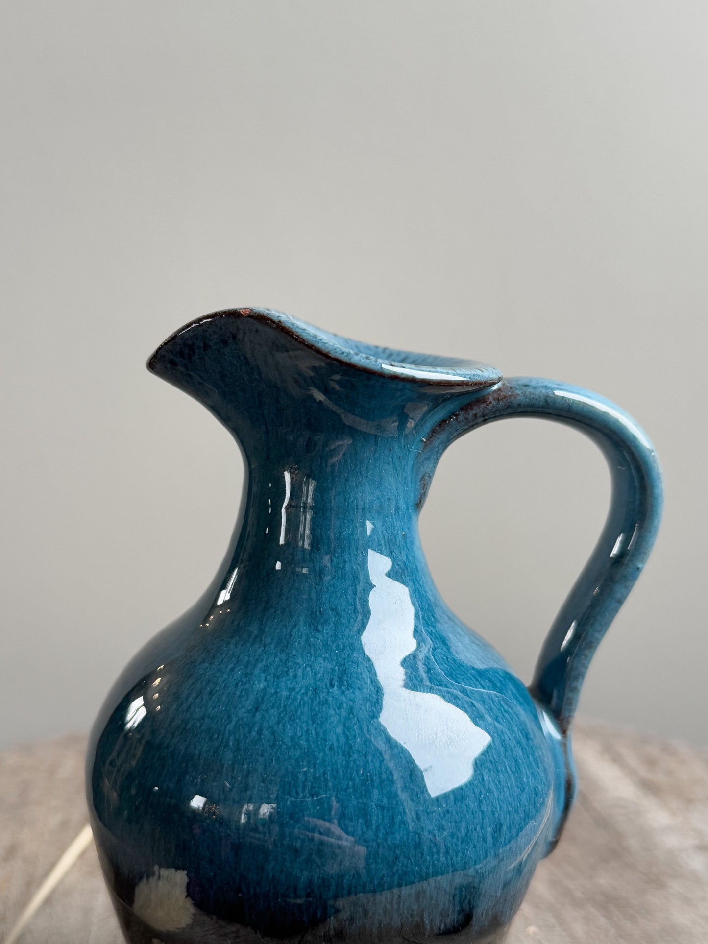 Vintage Studio Pottery Blue Drip Glaze Oil Jug
