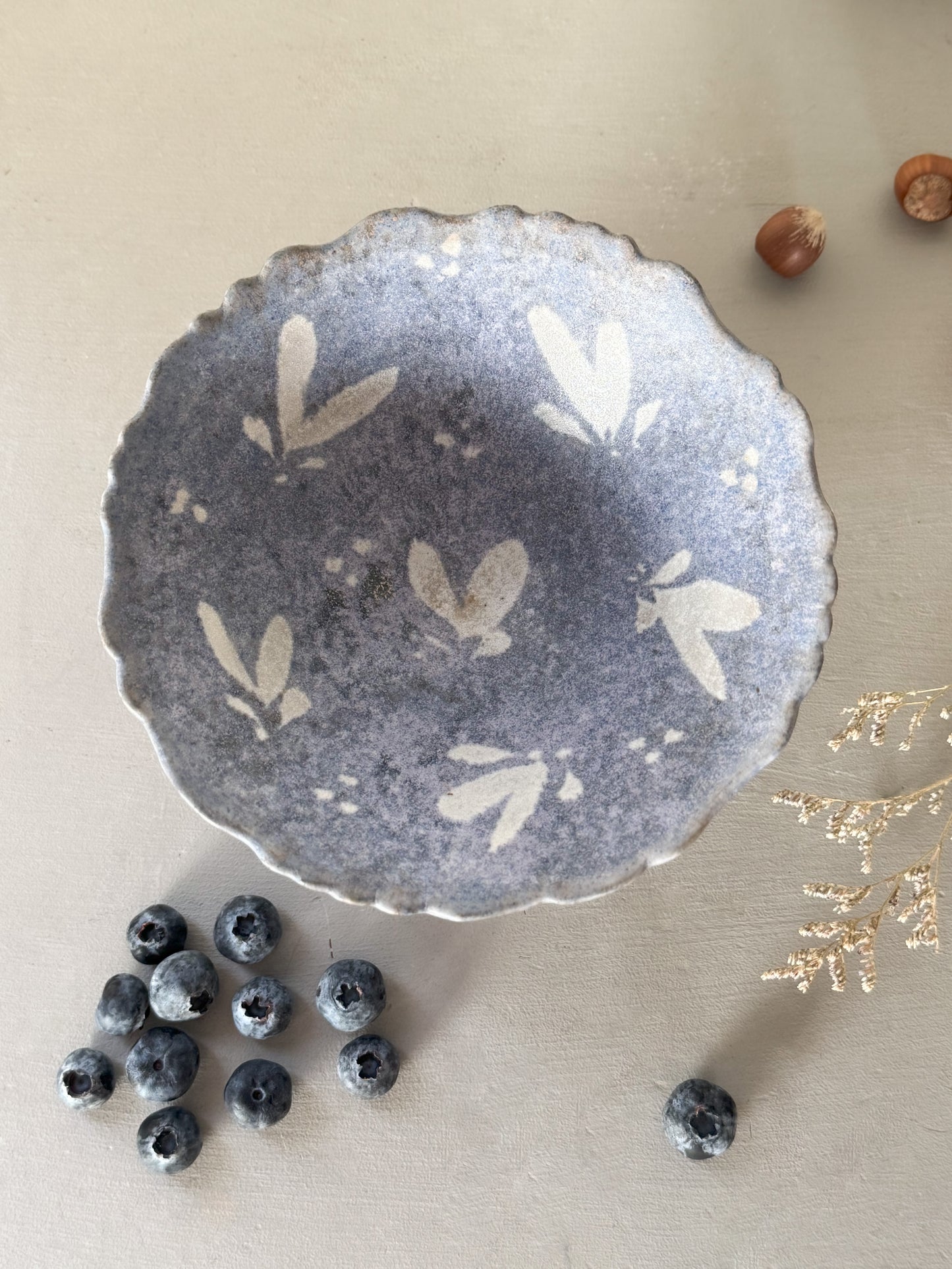 Vintage Studio Pottery Abstract Scalloped Edge Bowl