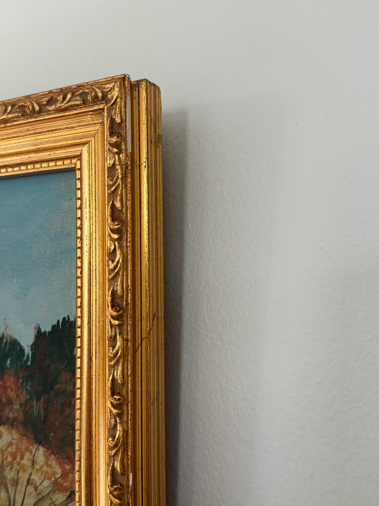 Vintage Framed Original Oil on Board Scandinavian Rural Landscape