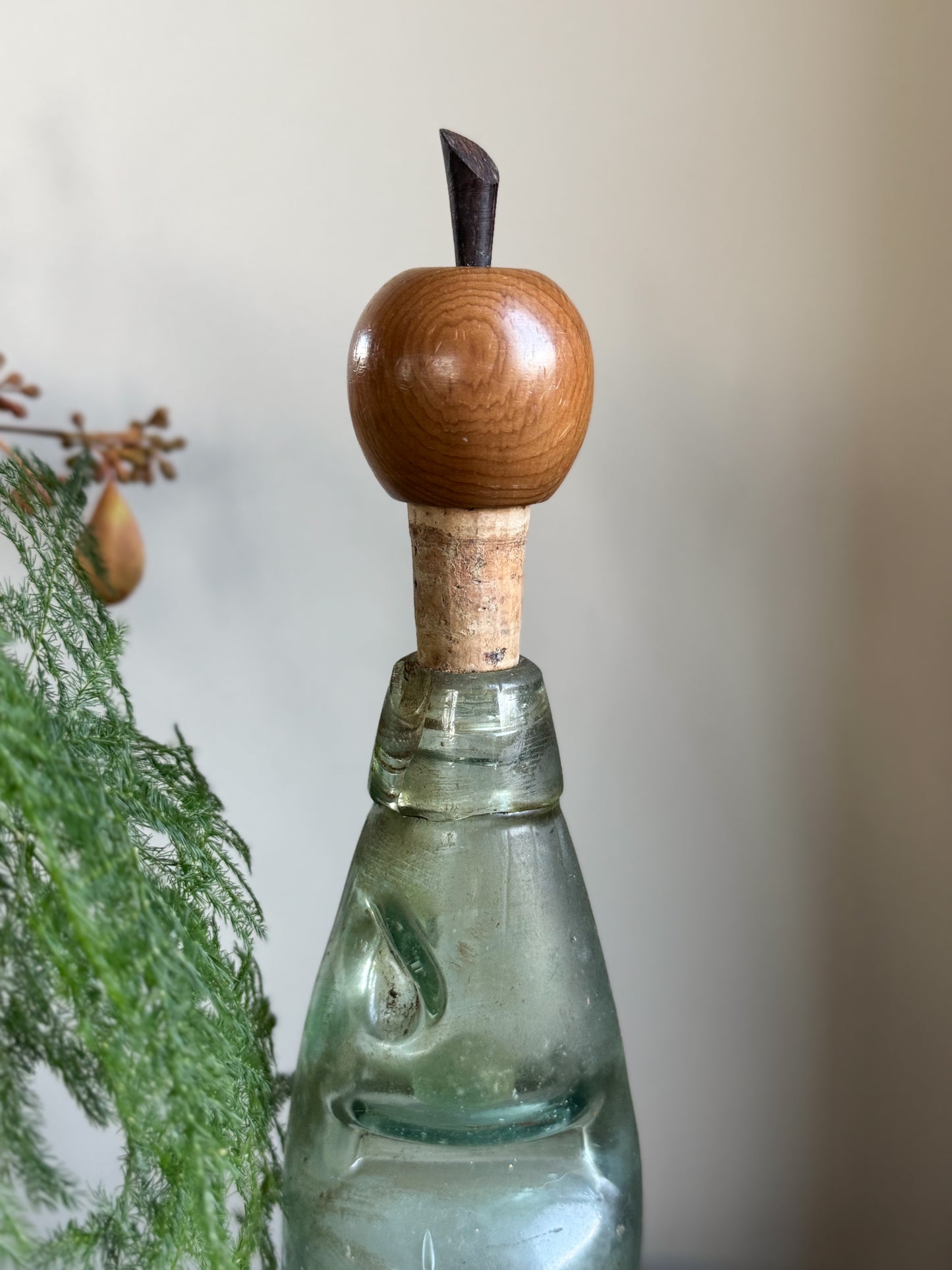 Vintage Wooden Apple Bottle Stopper