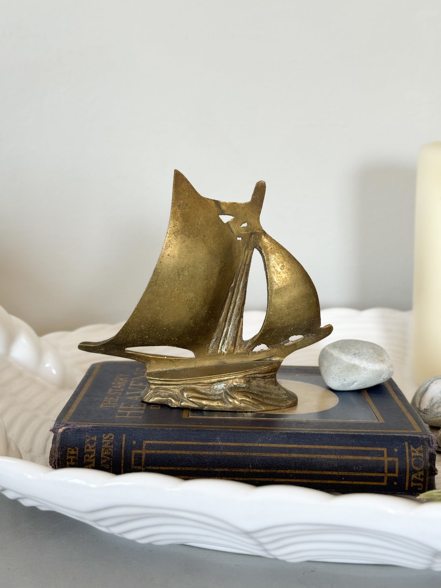 Vintage Solid Brass Model Ship
