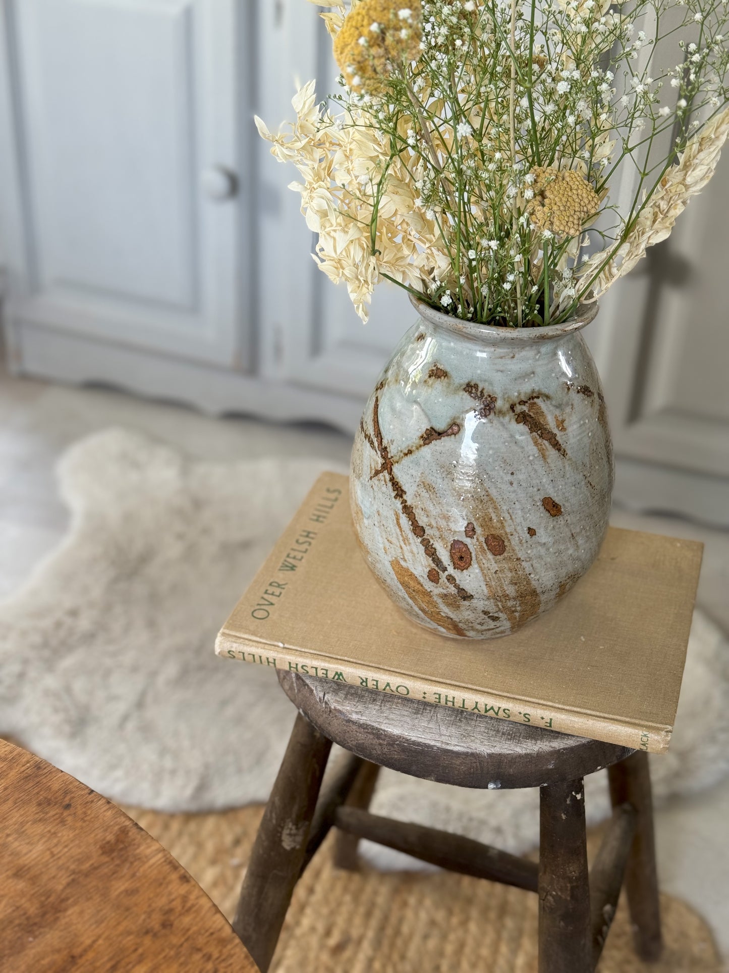 Large Abstract Studio Pottery Drip Glaze Vase