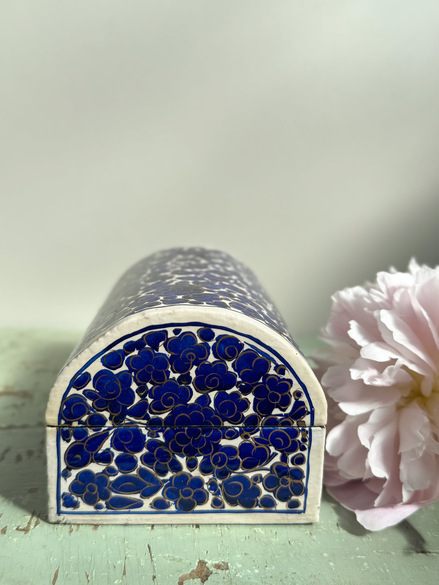 Vintage Indian Papier-Mâché Floral Trinket Box