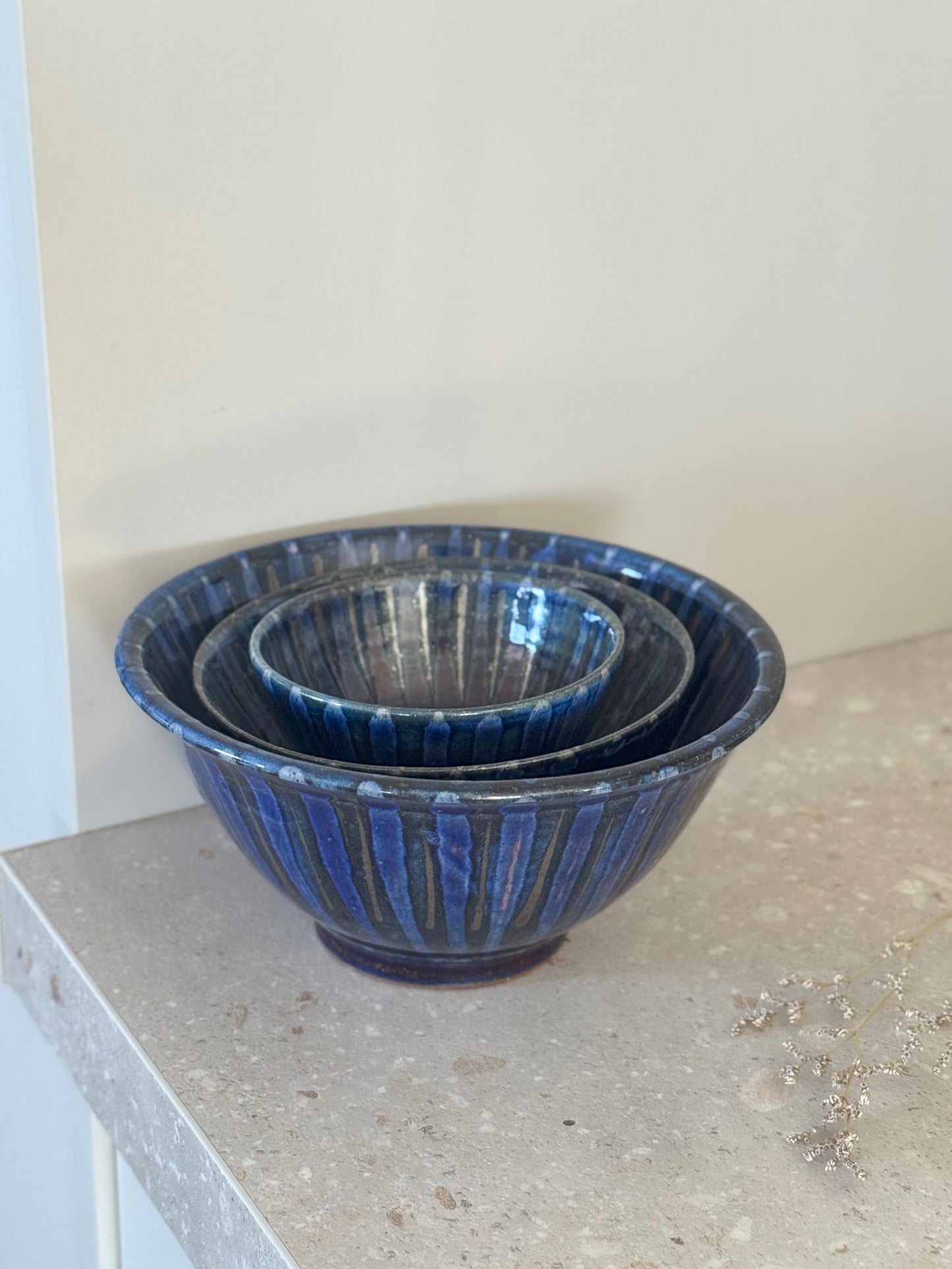 Set of 3 Vintage Studio Pottery Nesting Bowls by Robert Goldsmith, Selborne Pottery