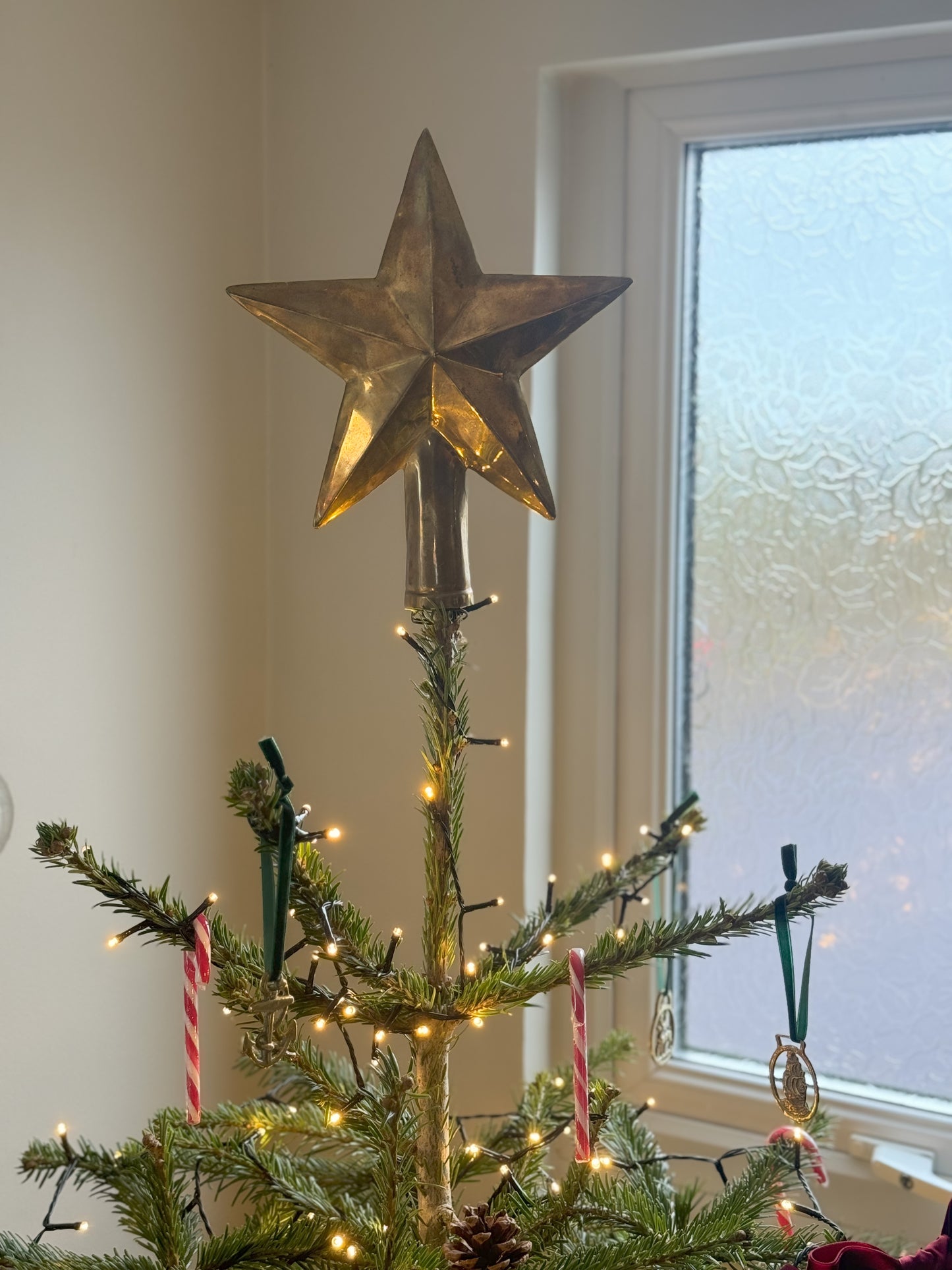Large Vintage Indian Brass Star Tree Topper