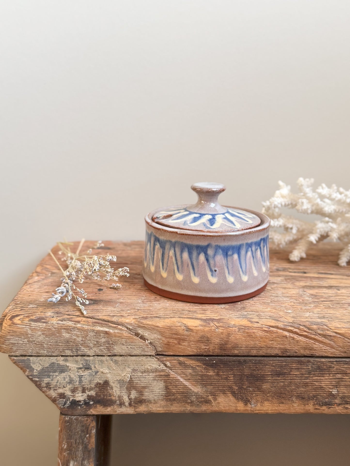 Vintage Bulgarian Pottery Glazed Terracotta Preserve Pot | Jam Pot