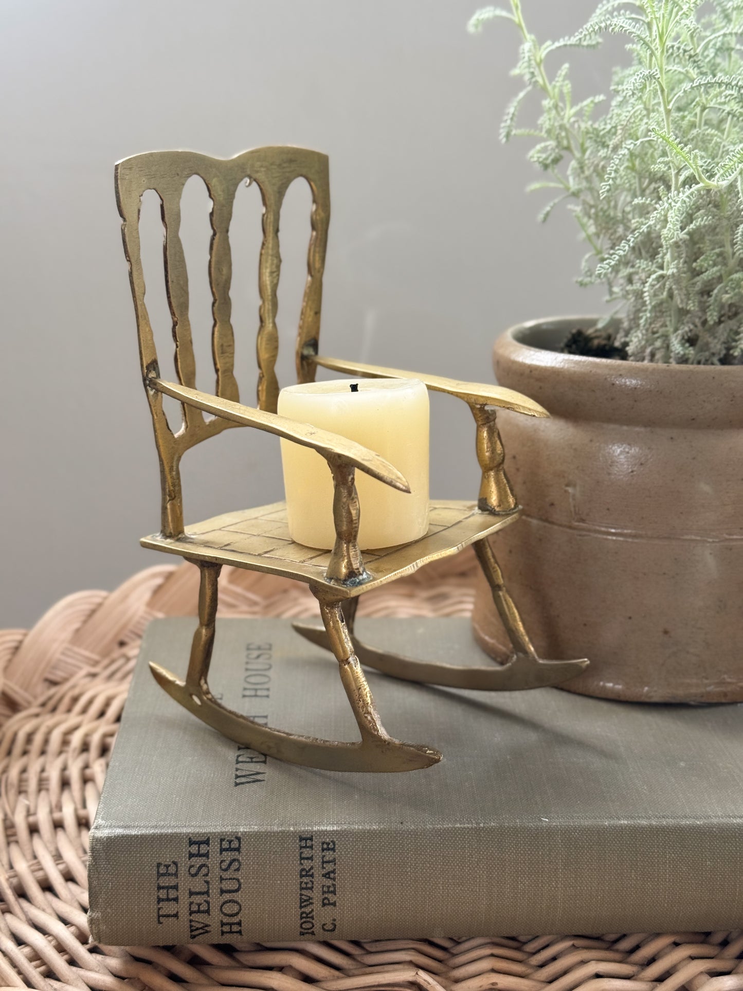 Vintage Solid Brass Rocking Chair