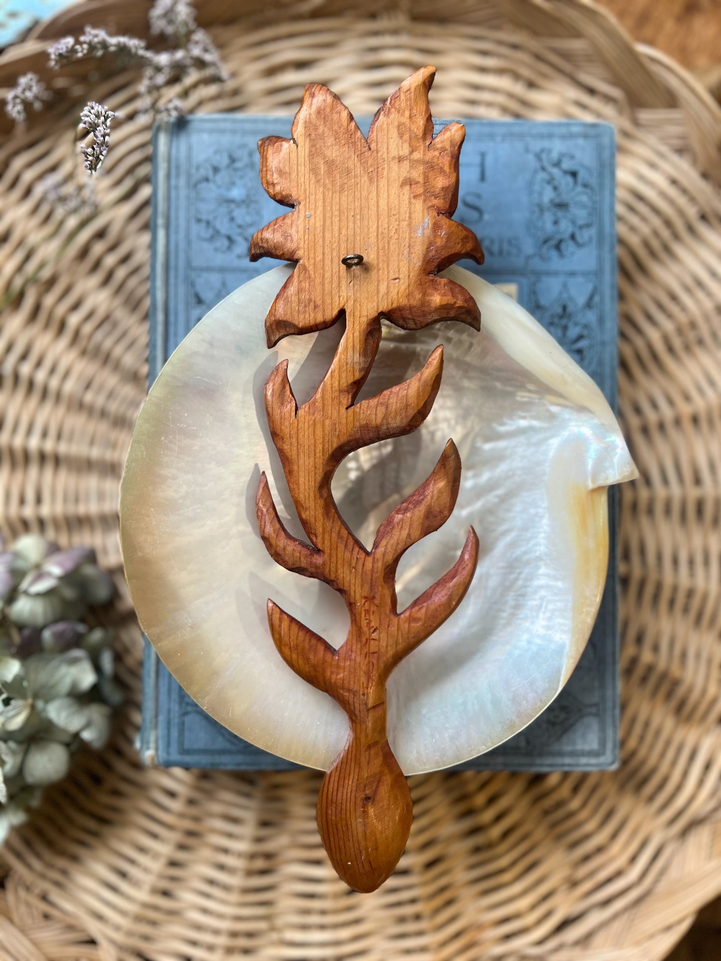 Hand-Carved Sun Flower Love Spoon