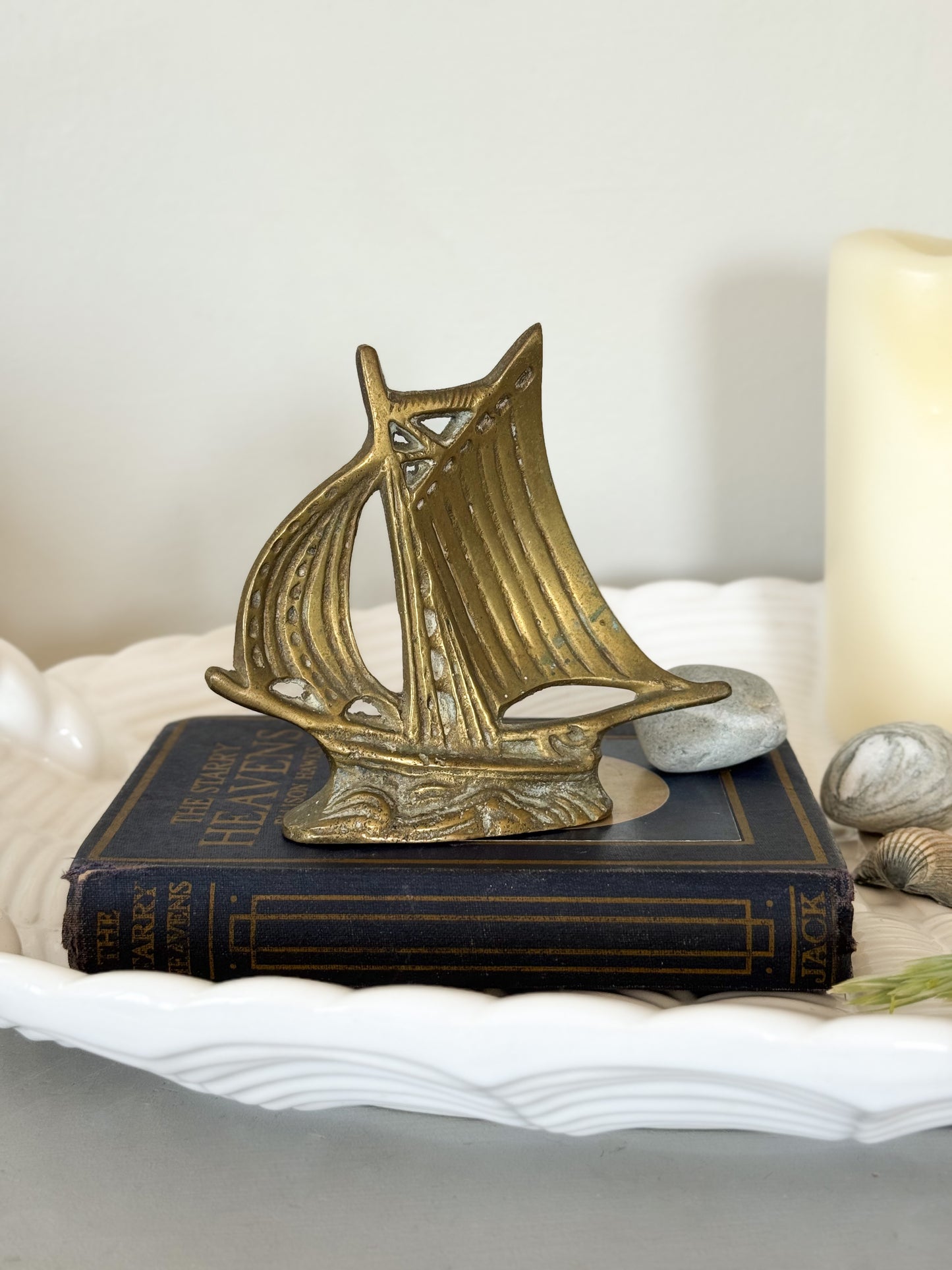 Vintage Solid Brass Model Ship