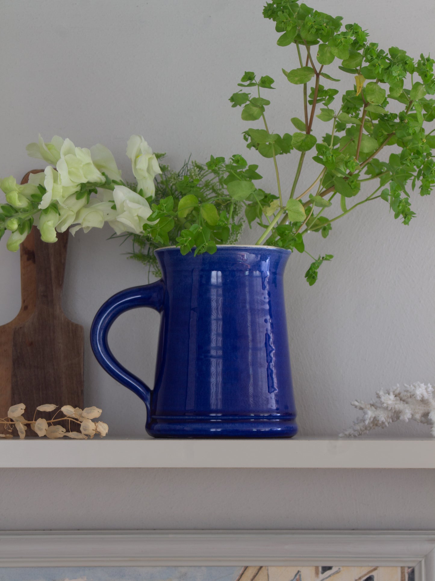 Vintage Welsh Studio Pottery Cobalt Blue Tankard by Ewenny Pottery - ‘Safiwch Dŵr, Yfwch Cwrw’ | Save Water, Drink Beer’ Slipware Tankard