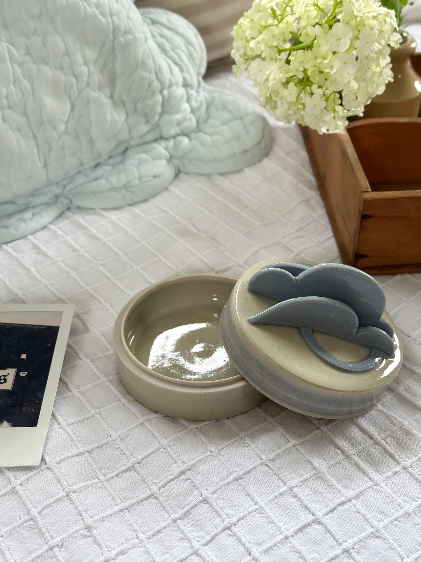 Vintage Unique Studio Pottery Trinket Pot & Photo Holder / Letter Rack