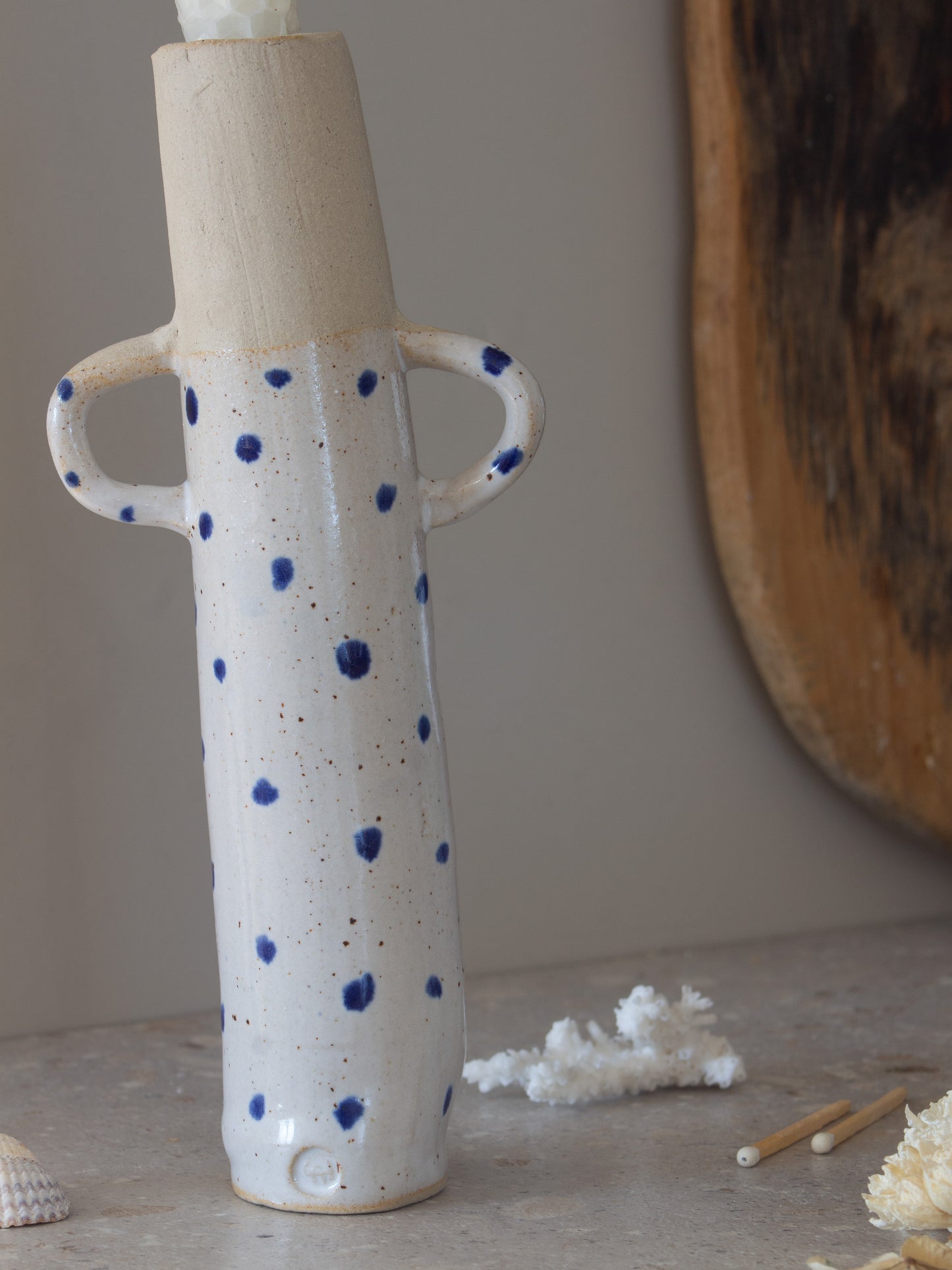 Contemporary Studio Pottery Wonky Lady Candle Holder / Bud Vase by Janet Dawes
