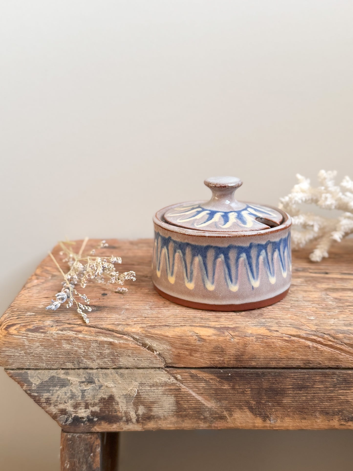Vintage Bulgarian Pottery Glazed Terracotta Preserve Pot | Jam Pot