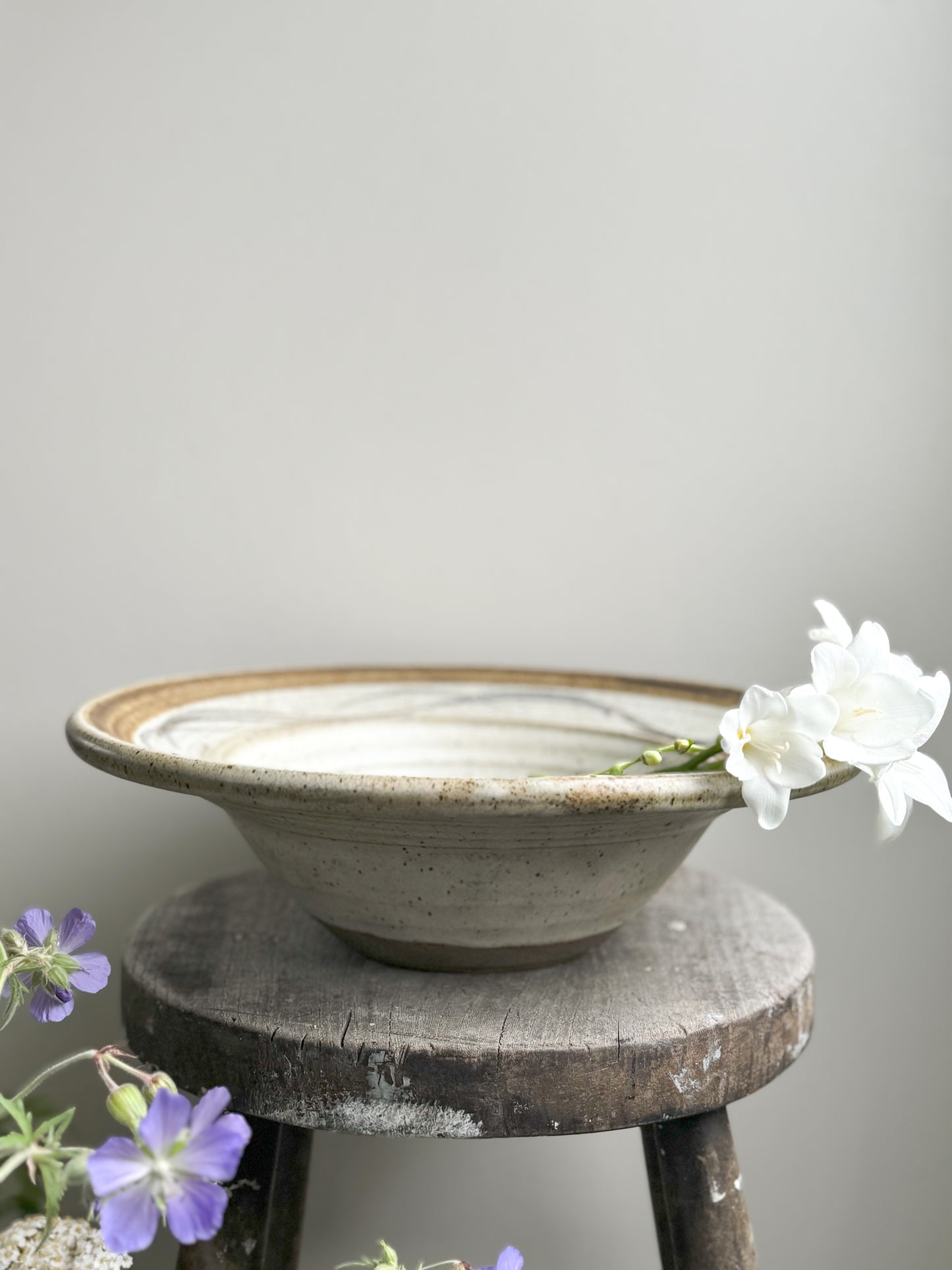 Large Studio Pottery Abstract Fruit Bowl