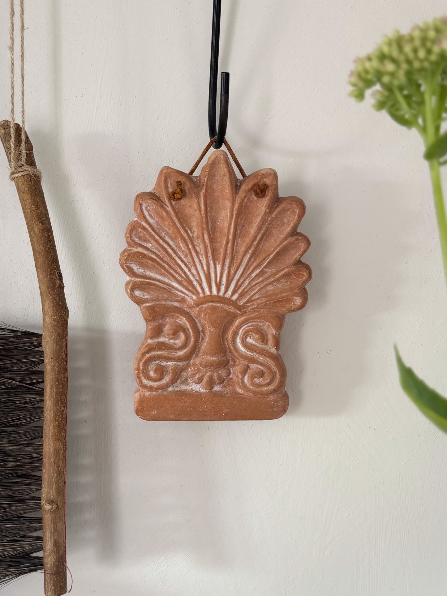 Vintage Handmade Terracotta Antefix Shell Wall Hanging