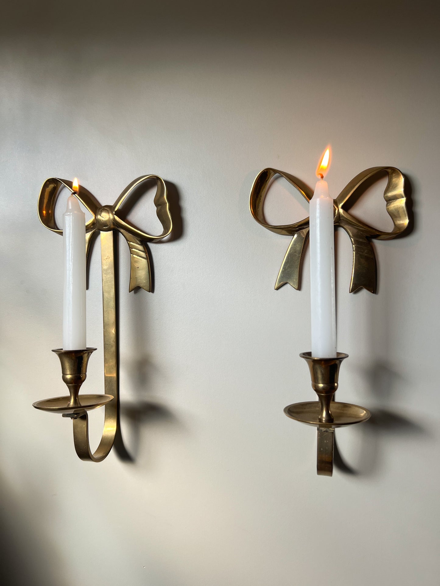 Pair of Vintage Indian Brass Bow Sconces