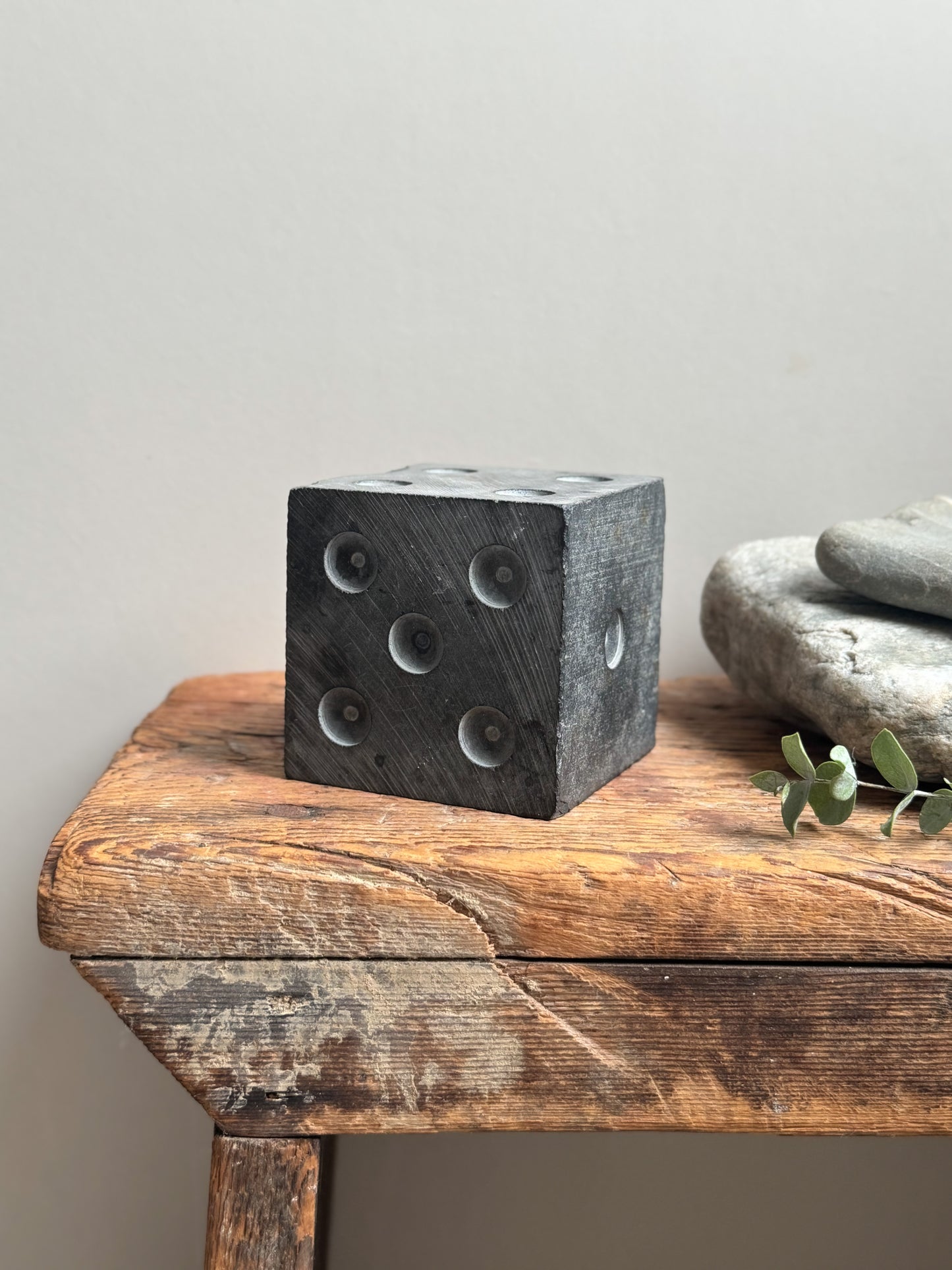 Vintage Handmade Welsh Slate Dice (Paperweight)