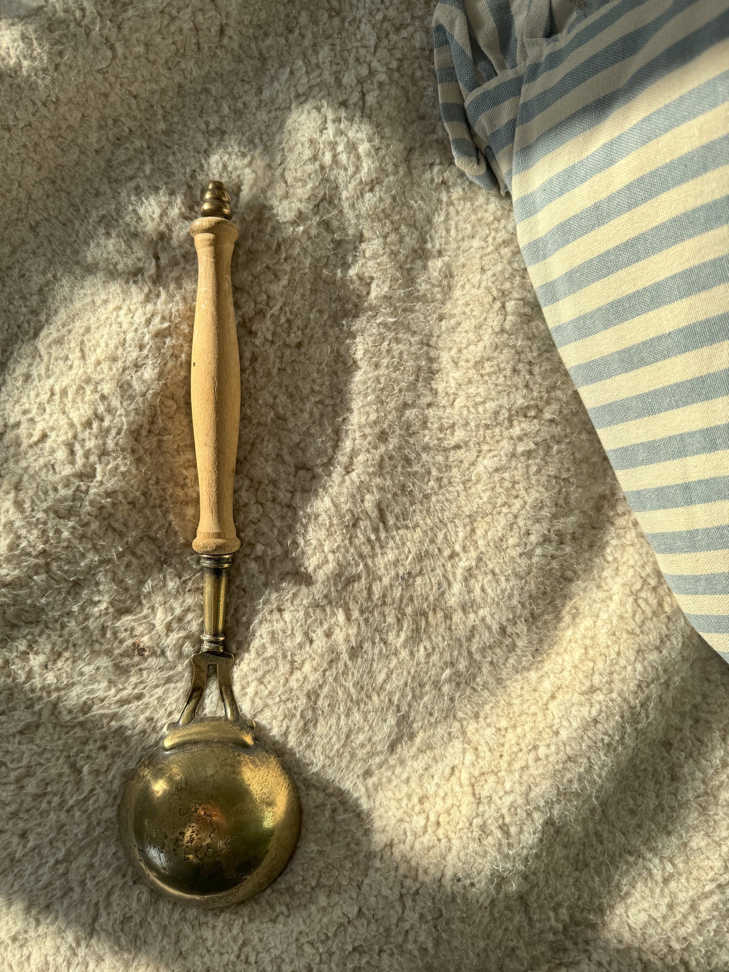 Antique Brass & Wood Large Ladle