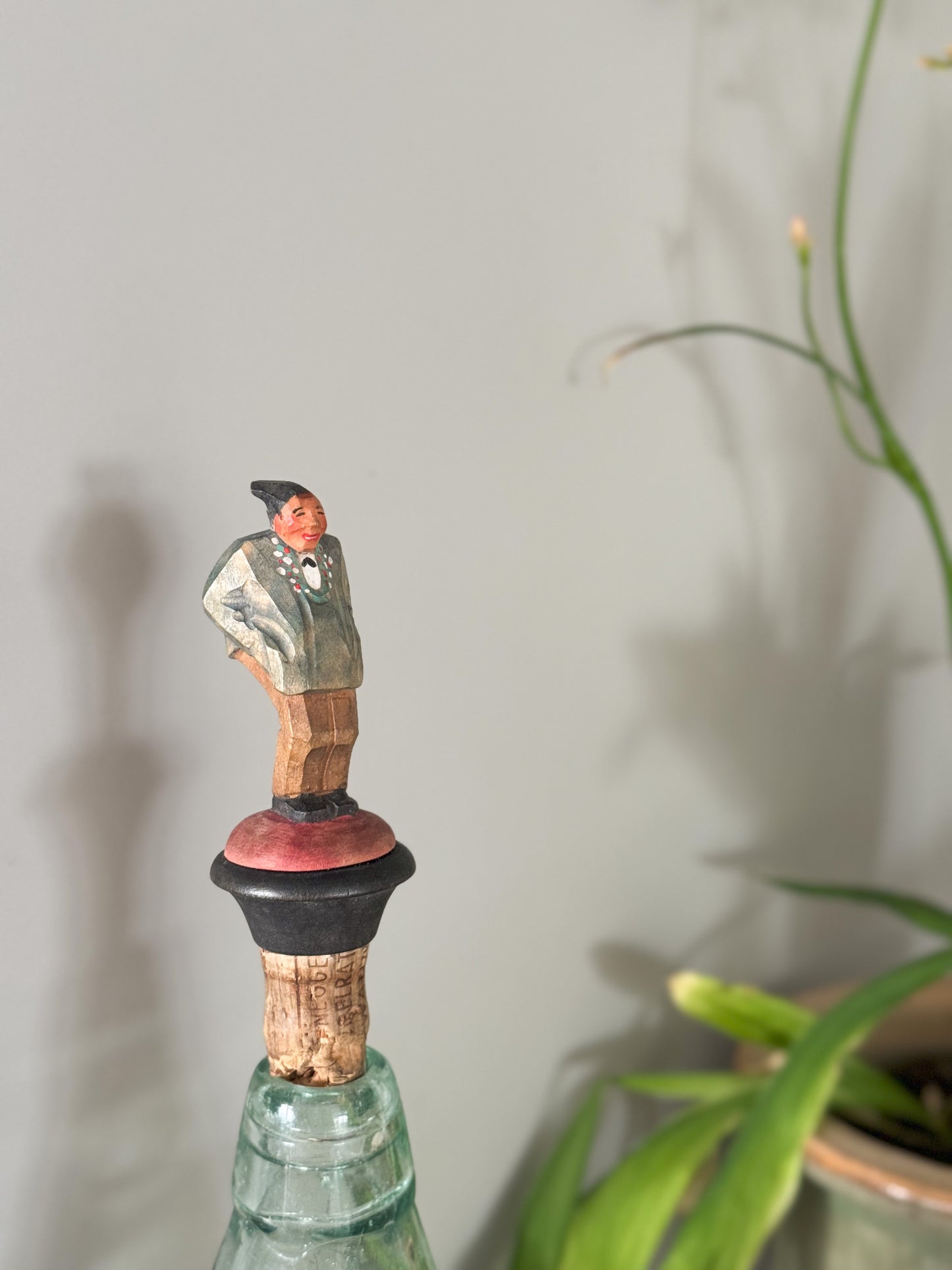 Hand-Carved Wooden Man Bottle Stopper