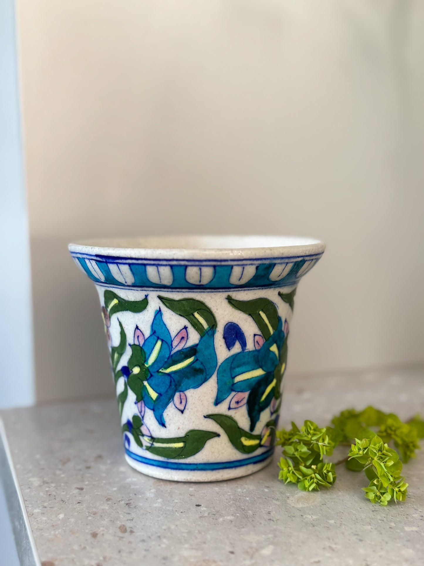 Vintage Handmade Indian Studio Pottery Planter, Signed Eota, India