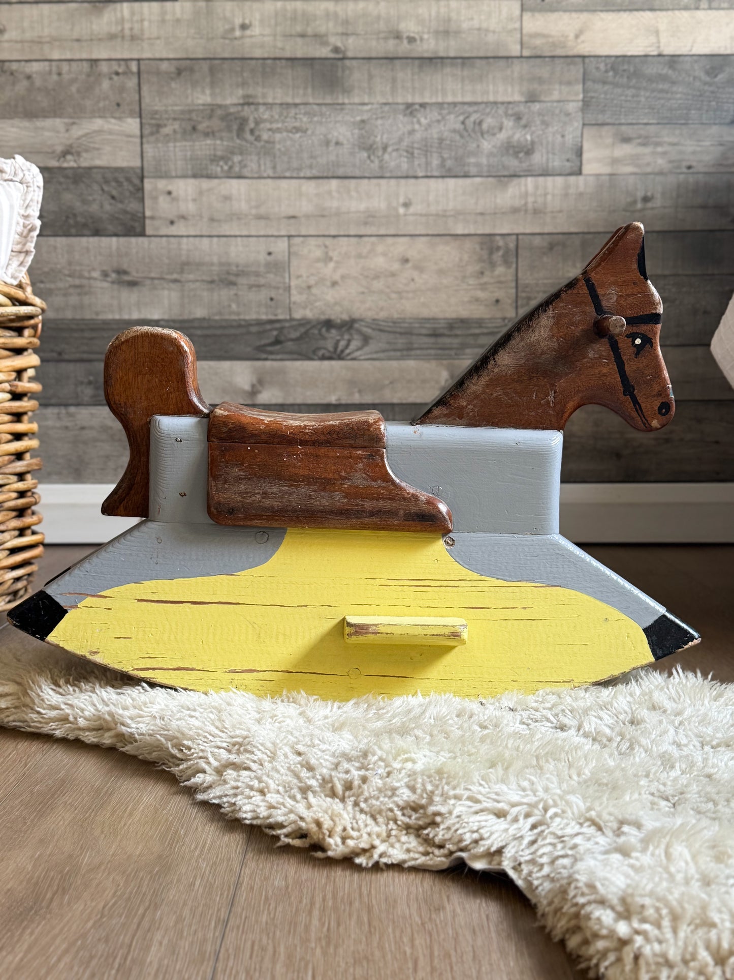 Vintage 1950s Handmade Wooden Ride on Horse
