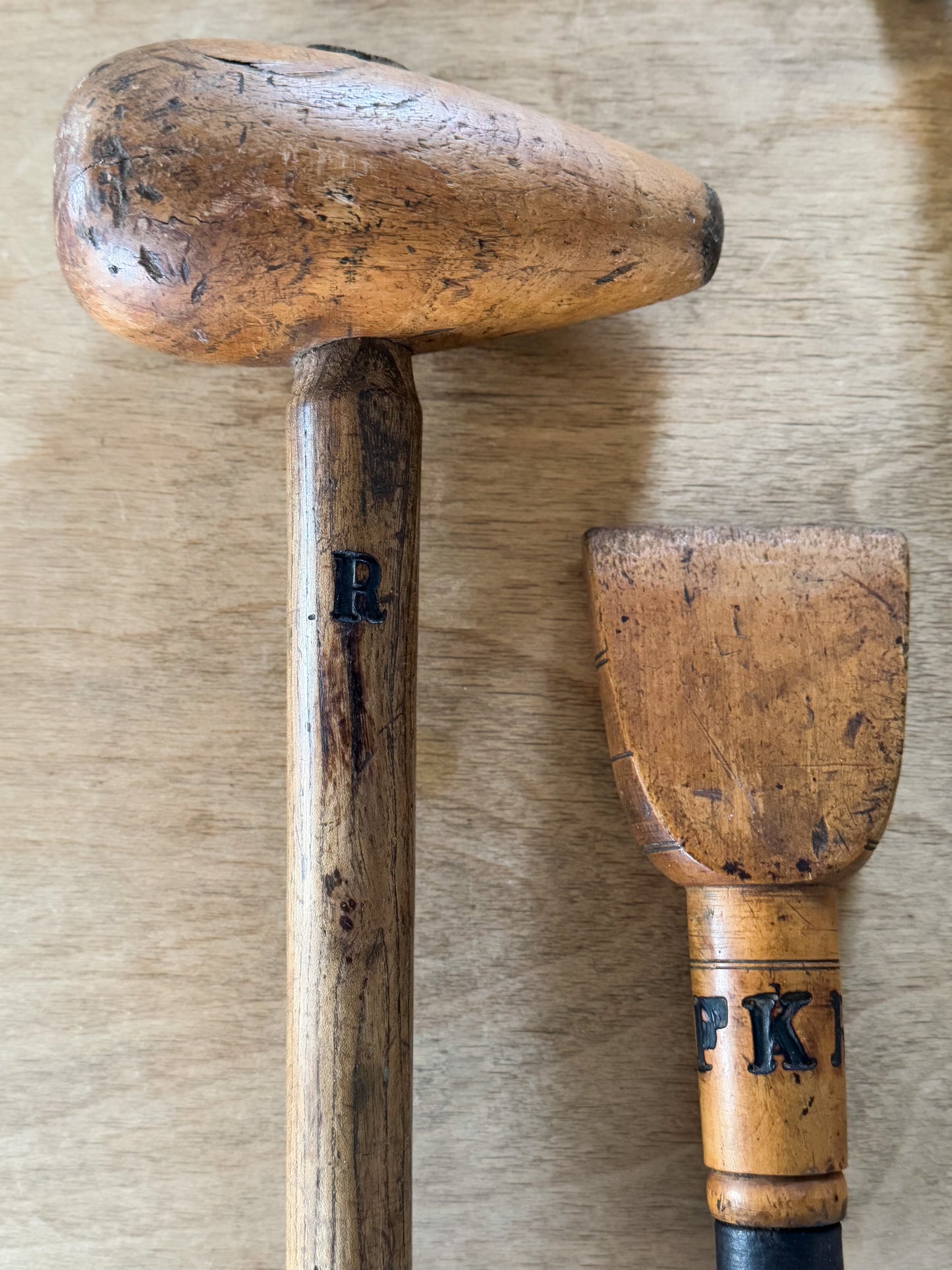 Antique Handmade & Engraved Boxwood Lead Bossing Mallet and Chaser circa 1860s