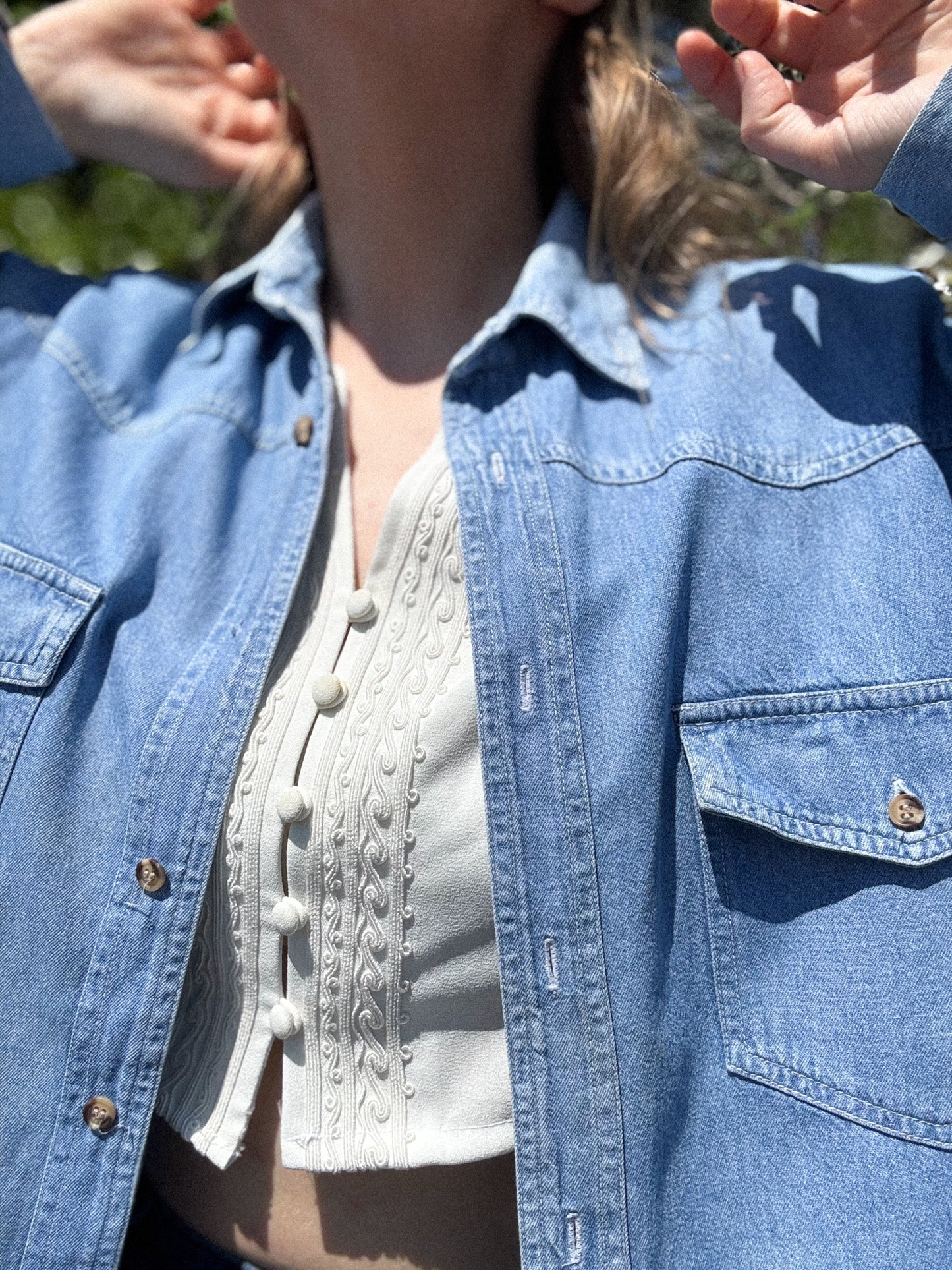Vintage 1980s 100% Cotton Denim Shirt by Red Ridge, Size M