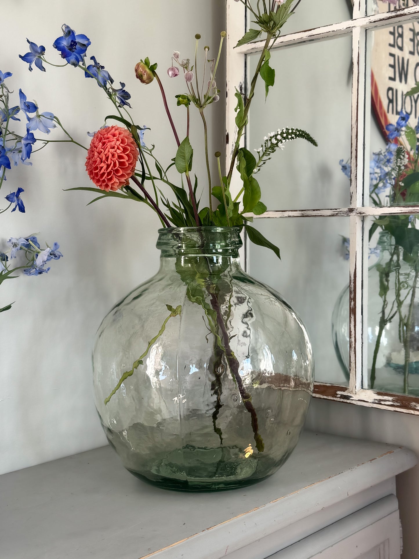 Large Vintage Spanish Handblown Glass Terrarium Carboy Vase - Stamped Vibesal