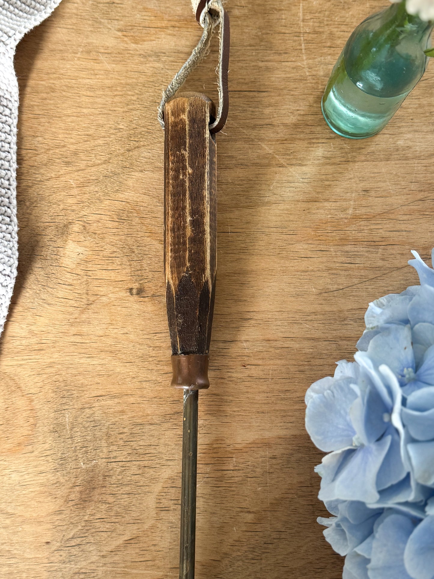 Vintage Handmade Brass, Copper & Wood Spatula