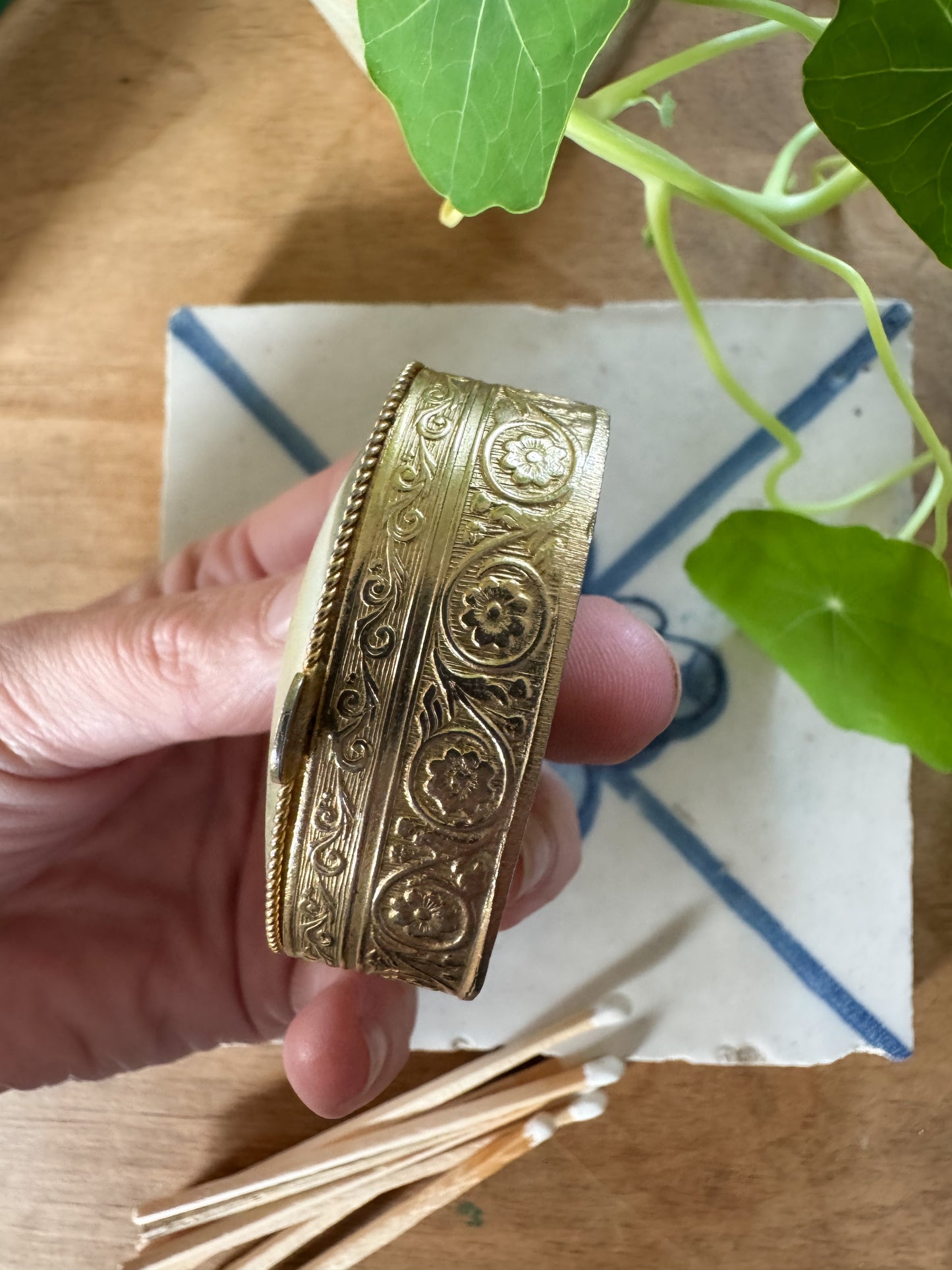 Vintage Brass & Onyx Pill Box – Tiny Treasure Keeper