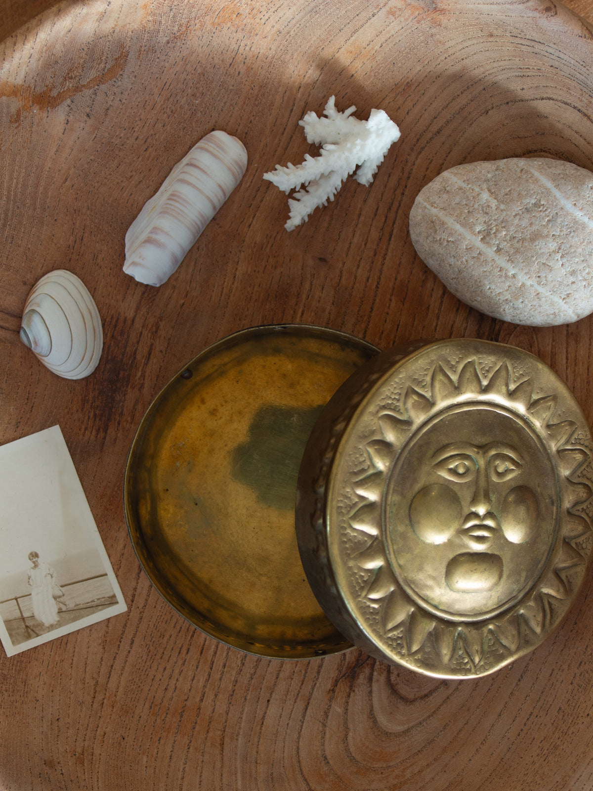 Vintage Brass Sun Trinket Box