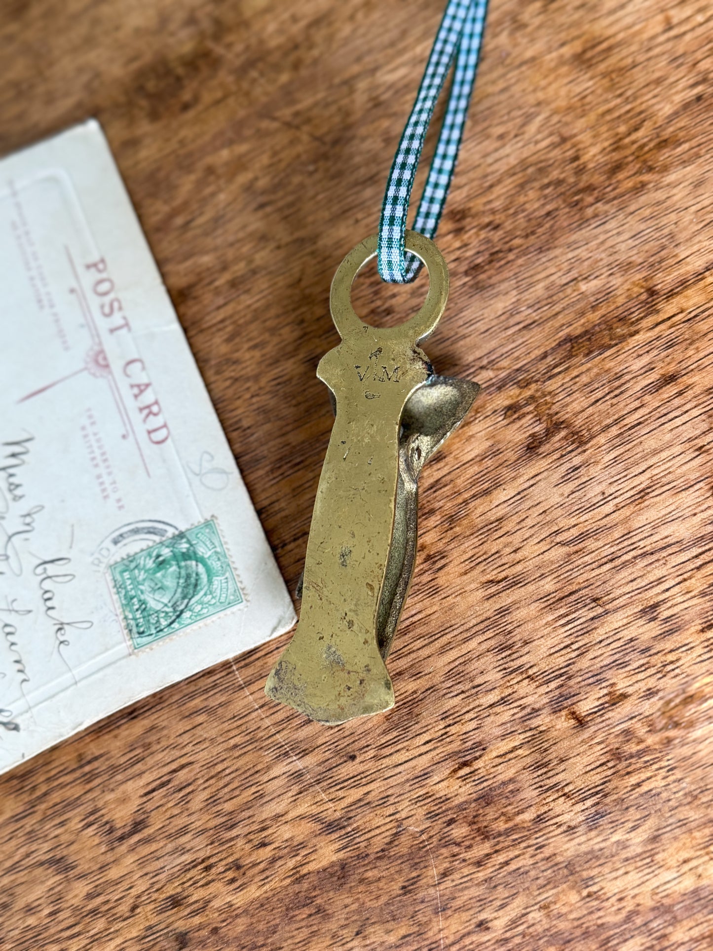 Vintage Unusual Solid Brass Hand Shaped Letter Clip