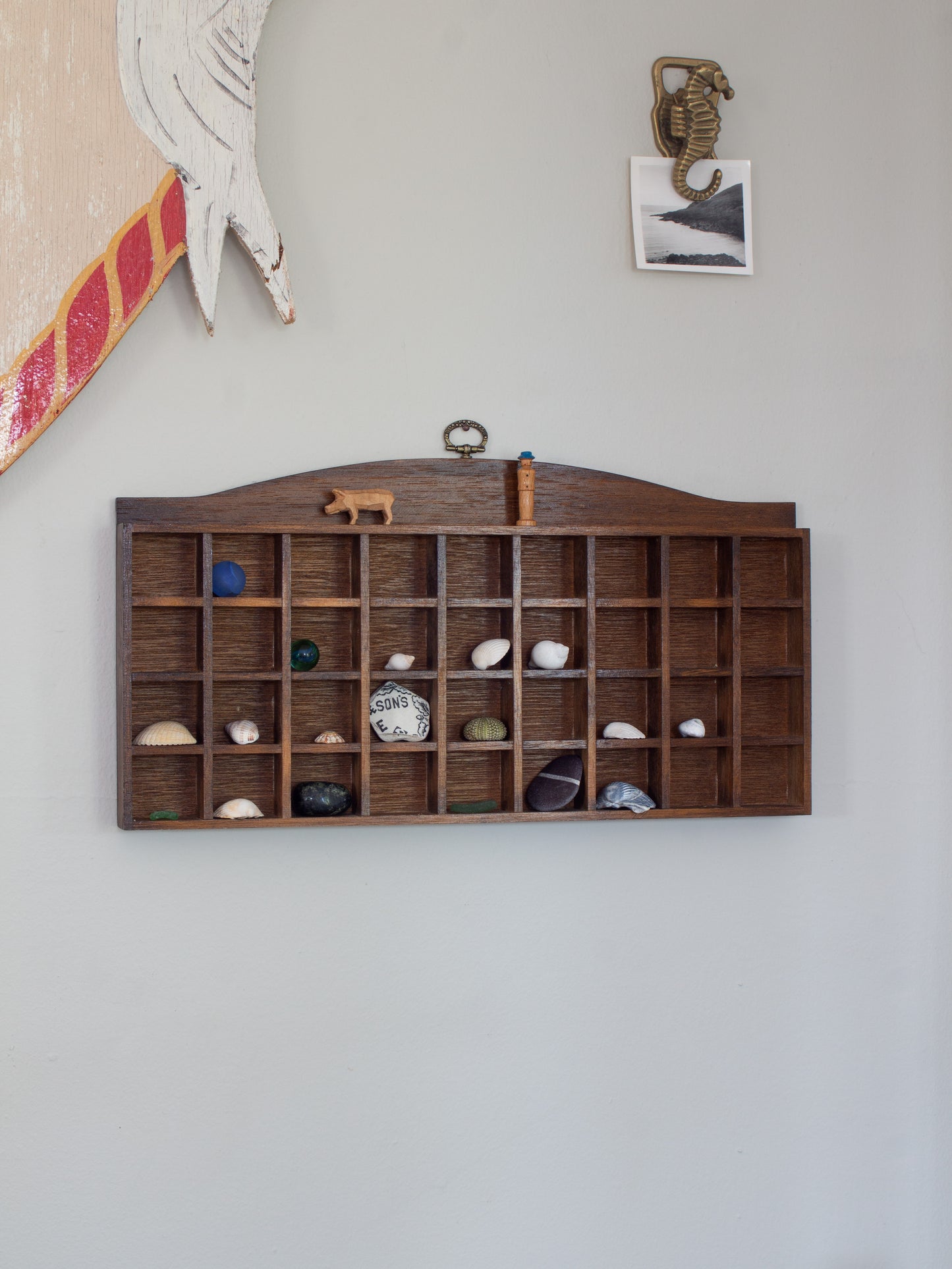 Vintage Wooden Trinket Display Shelf