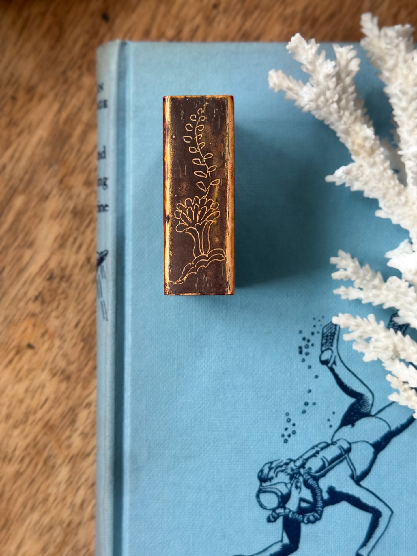 Vintage Brass & Enamel Handmade Seahorse Matchbox Cover
