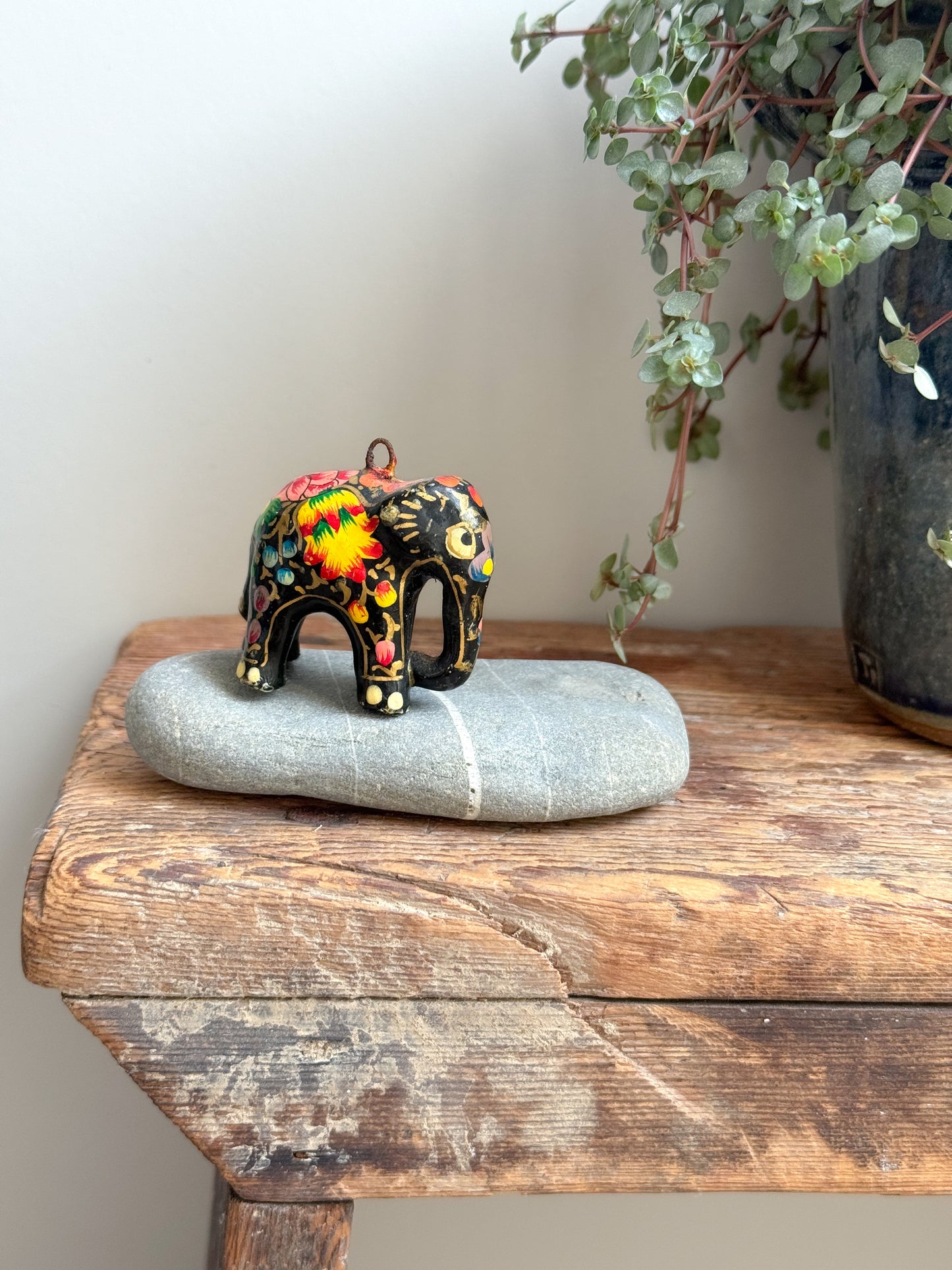 Hand-Painted Indian Papier-Mâché Elephant Ornament – Choose Your Design