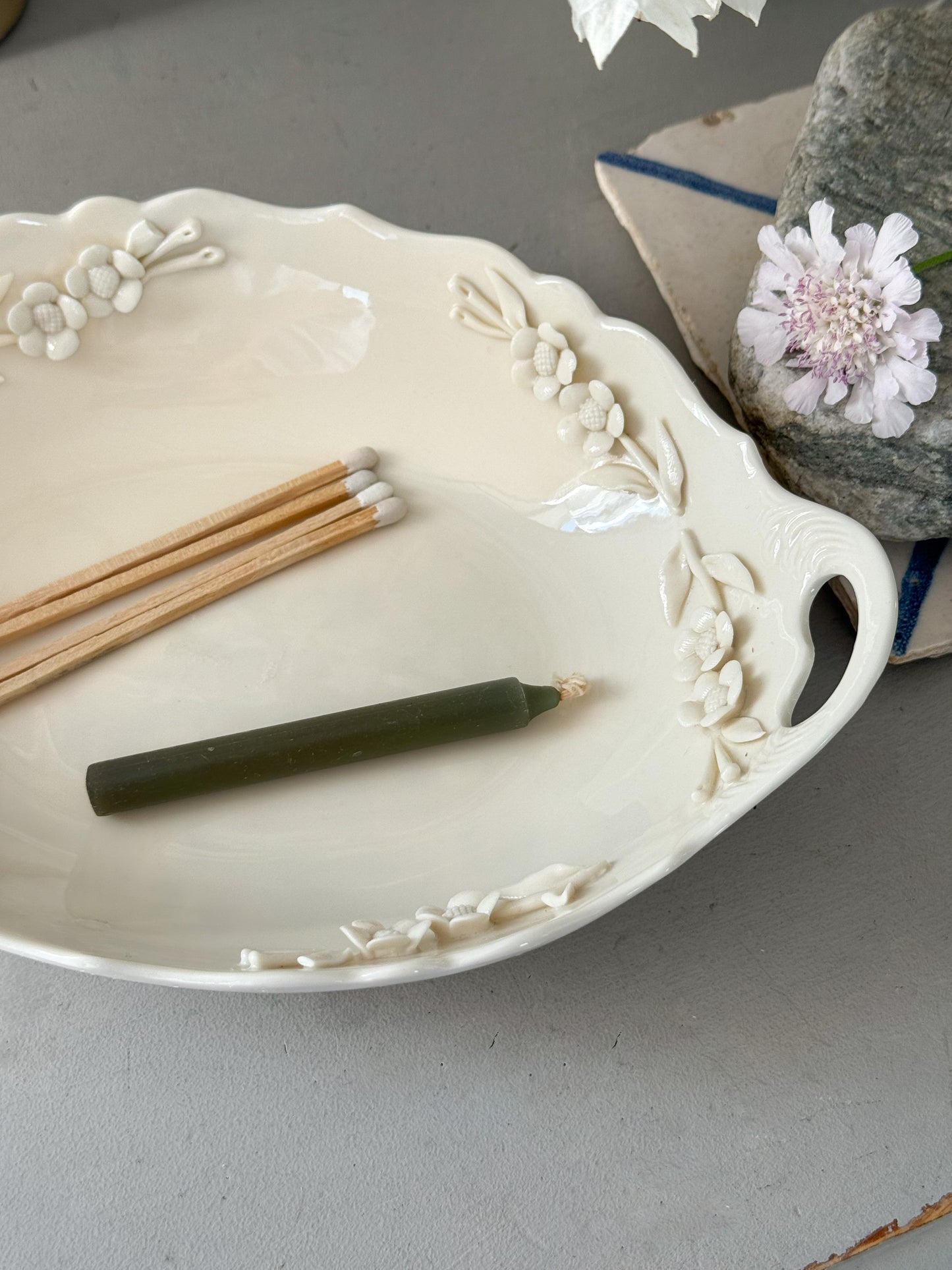 Vintage Handmade Porcelain Floral Dish by Regal