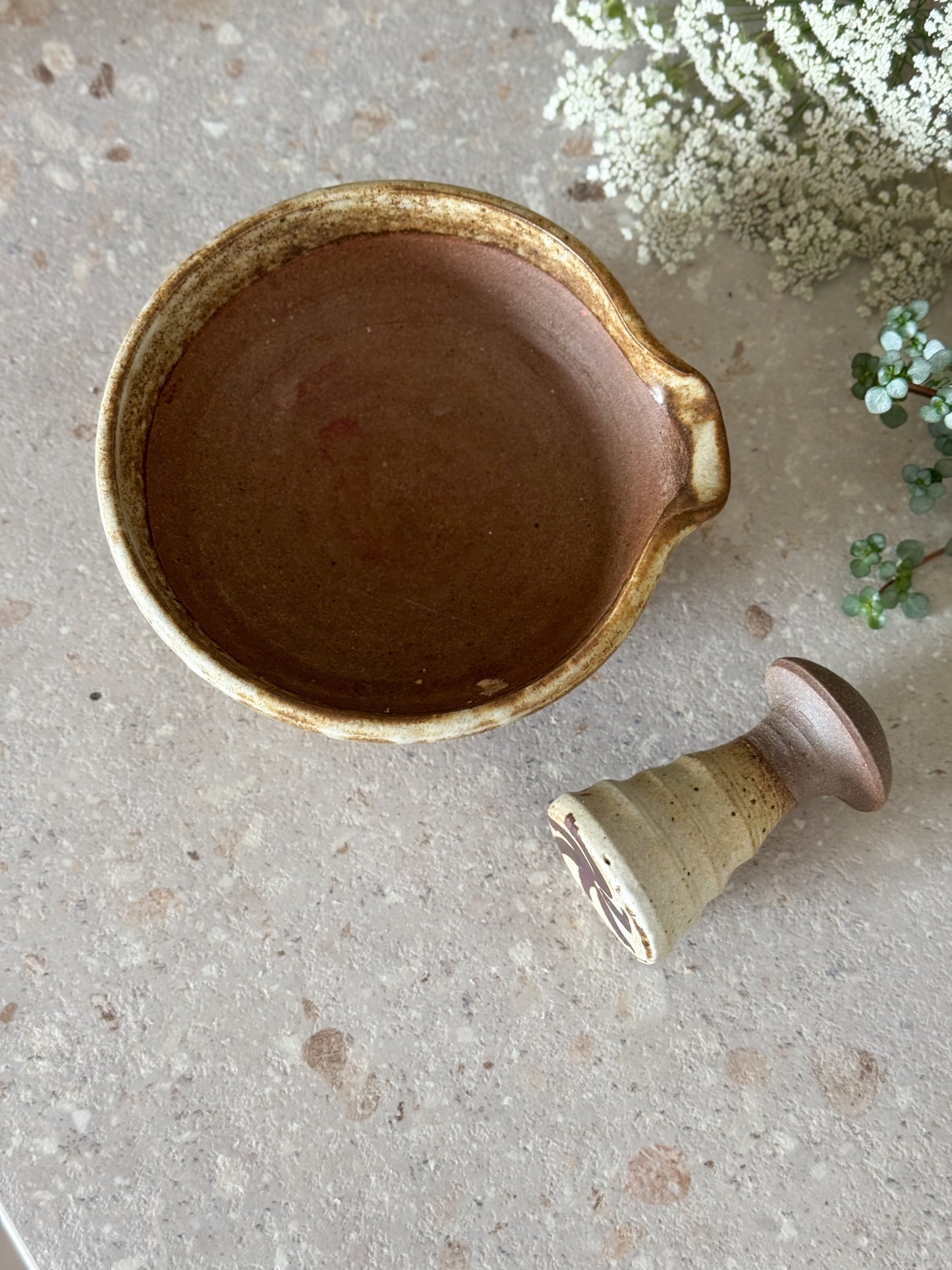Rare Studio Pottery Pestle & Mortar by Vera Tollow
