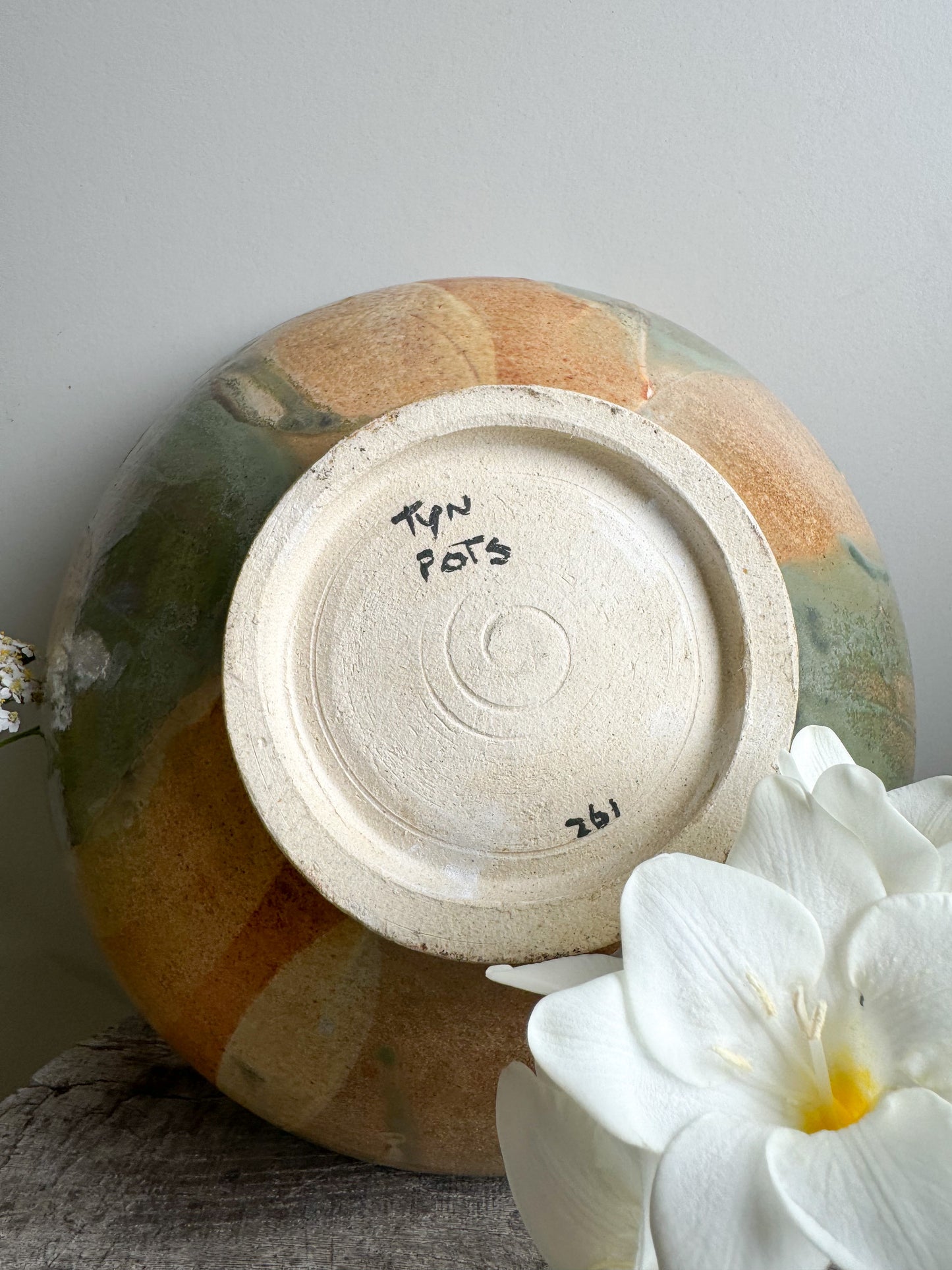 Welsh Studio Pottery Drip Glaze Pedestal Bowl