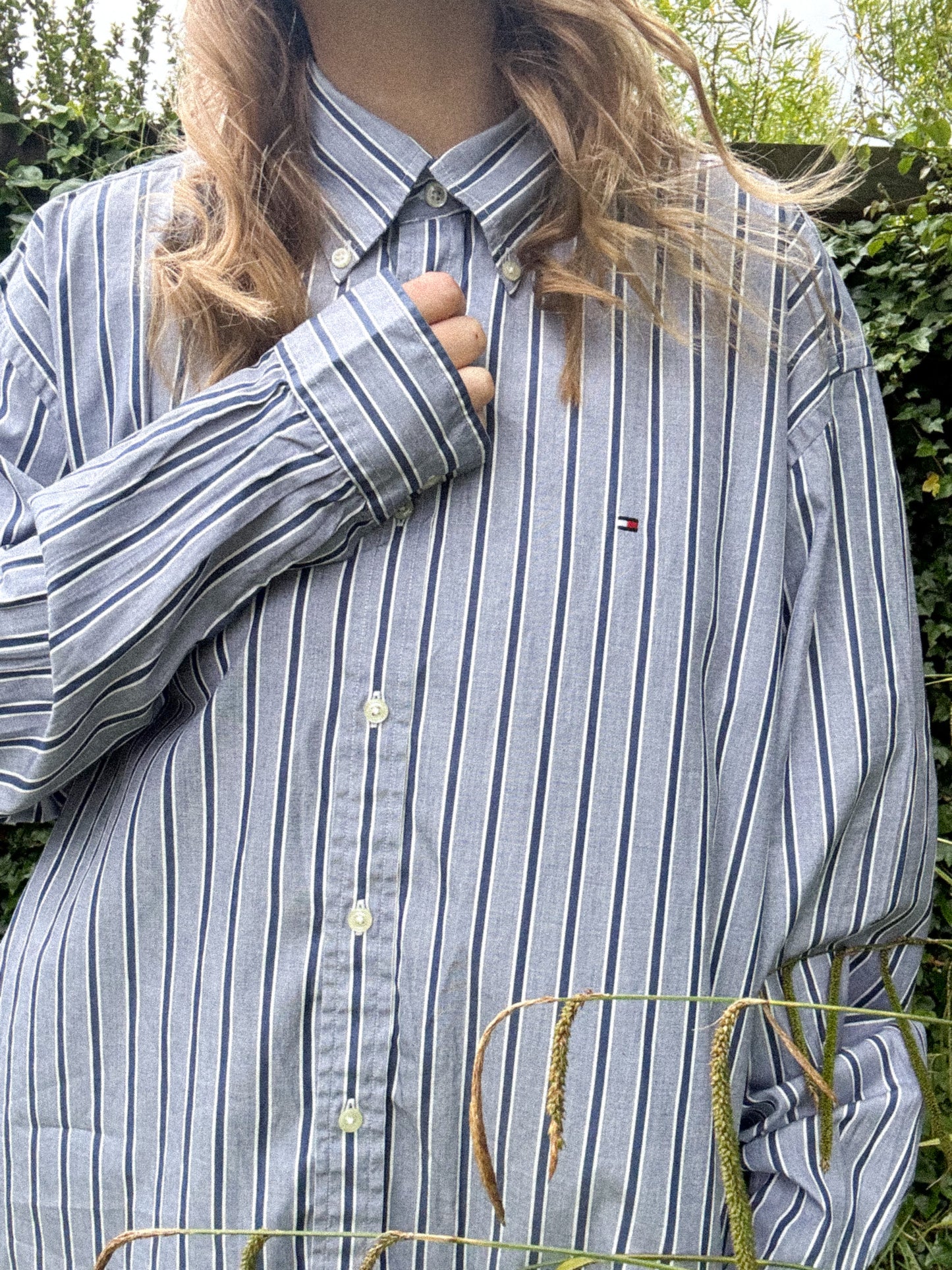 Tommy Hilfiger Nautical Stripe Shirt – Early 2000s, Size XXL (100% Cotton)
